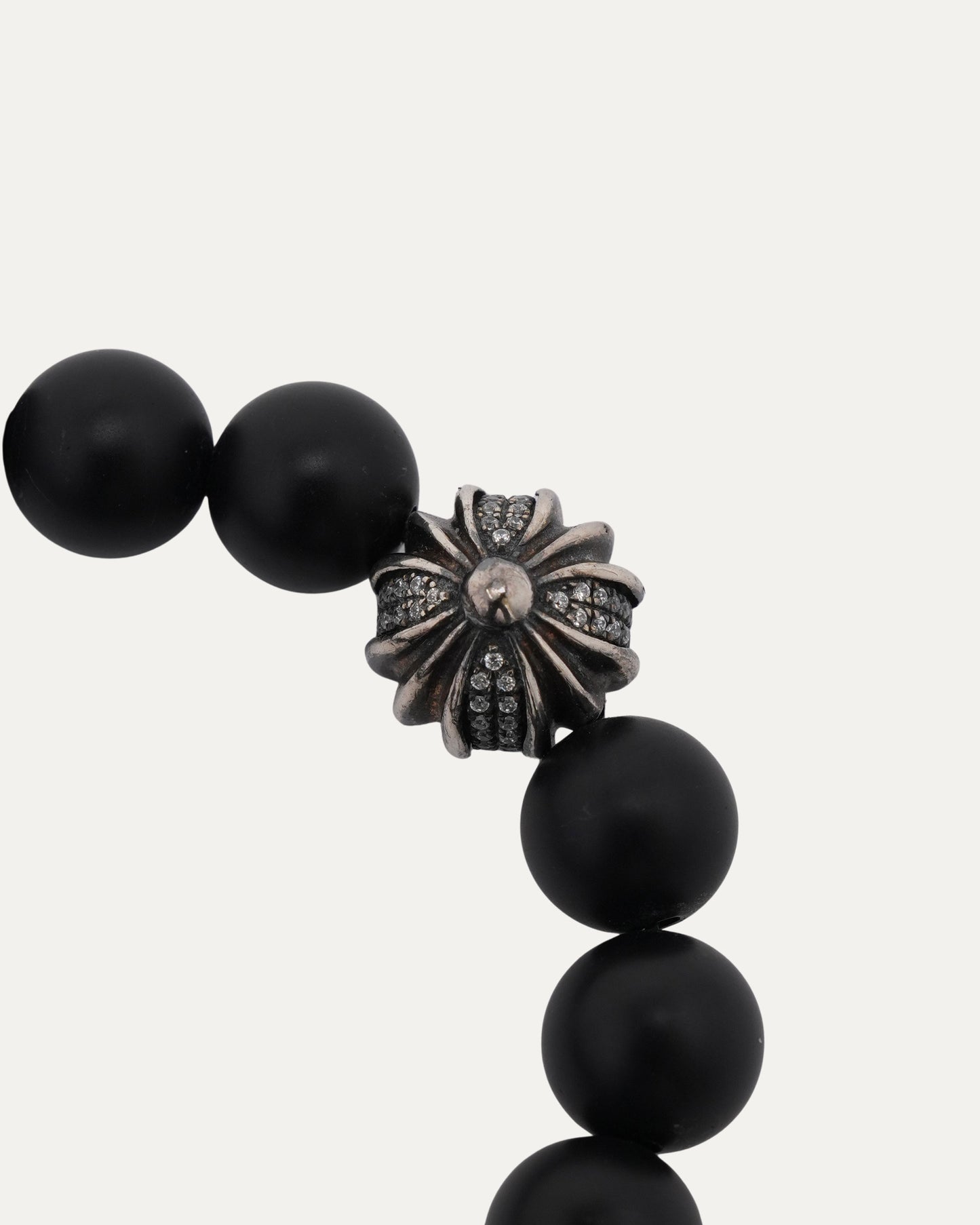 Plus Cross Black Diamond Bead Bracelet Matt Onyx Beads