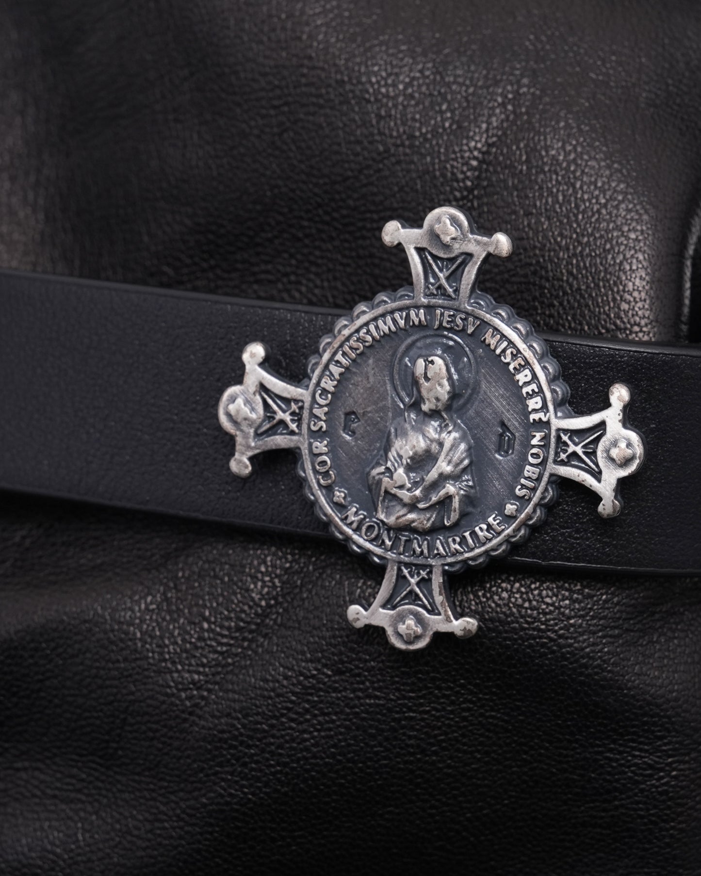 Leather Russian Jesus Medal Gloves