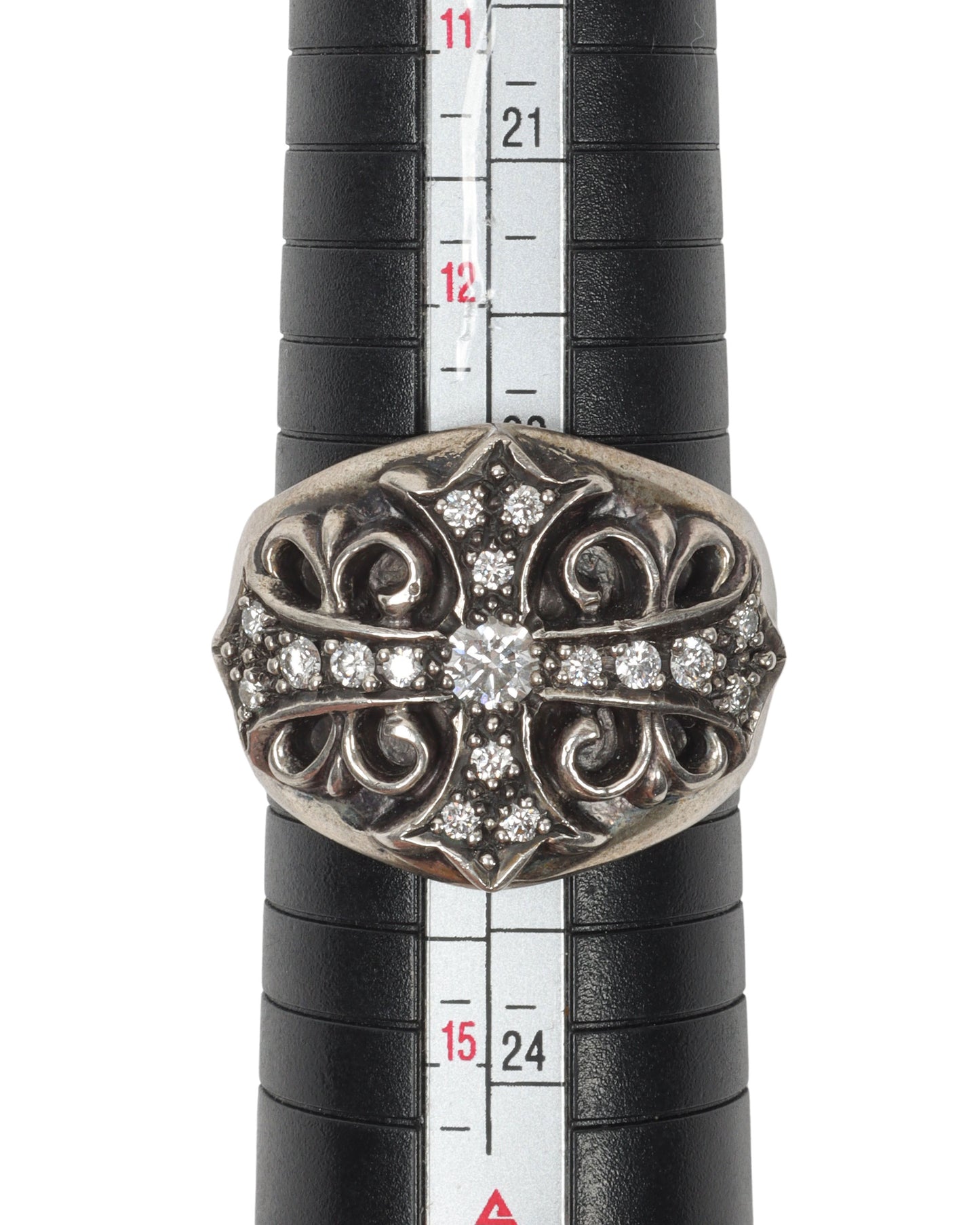 Diamond Fleur Cross Ring