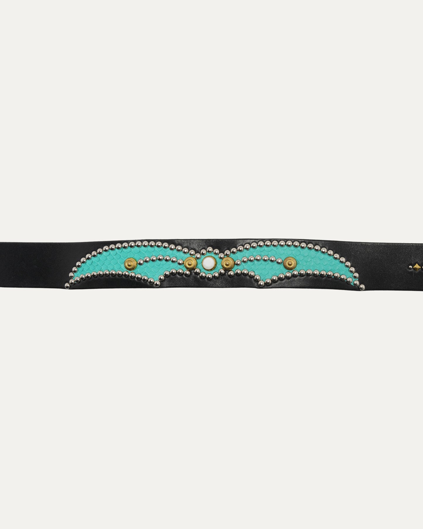 Studded Leather Snake Inlay Belt