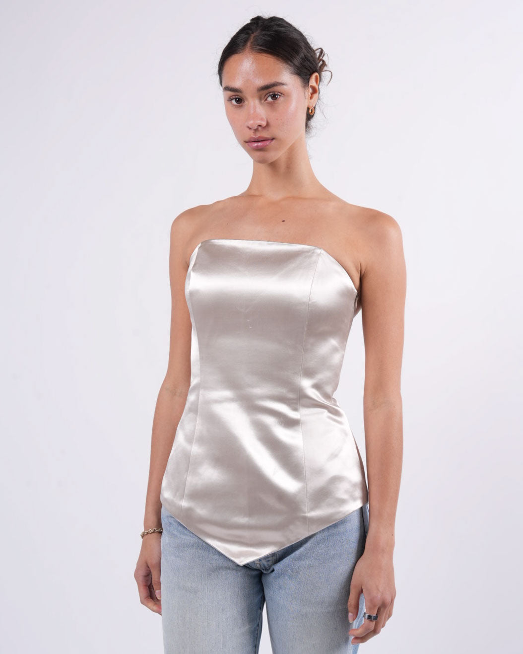 Oyster Satin Strapless Top (c. 2014)