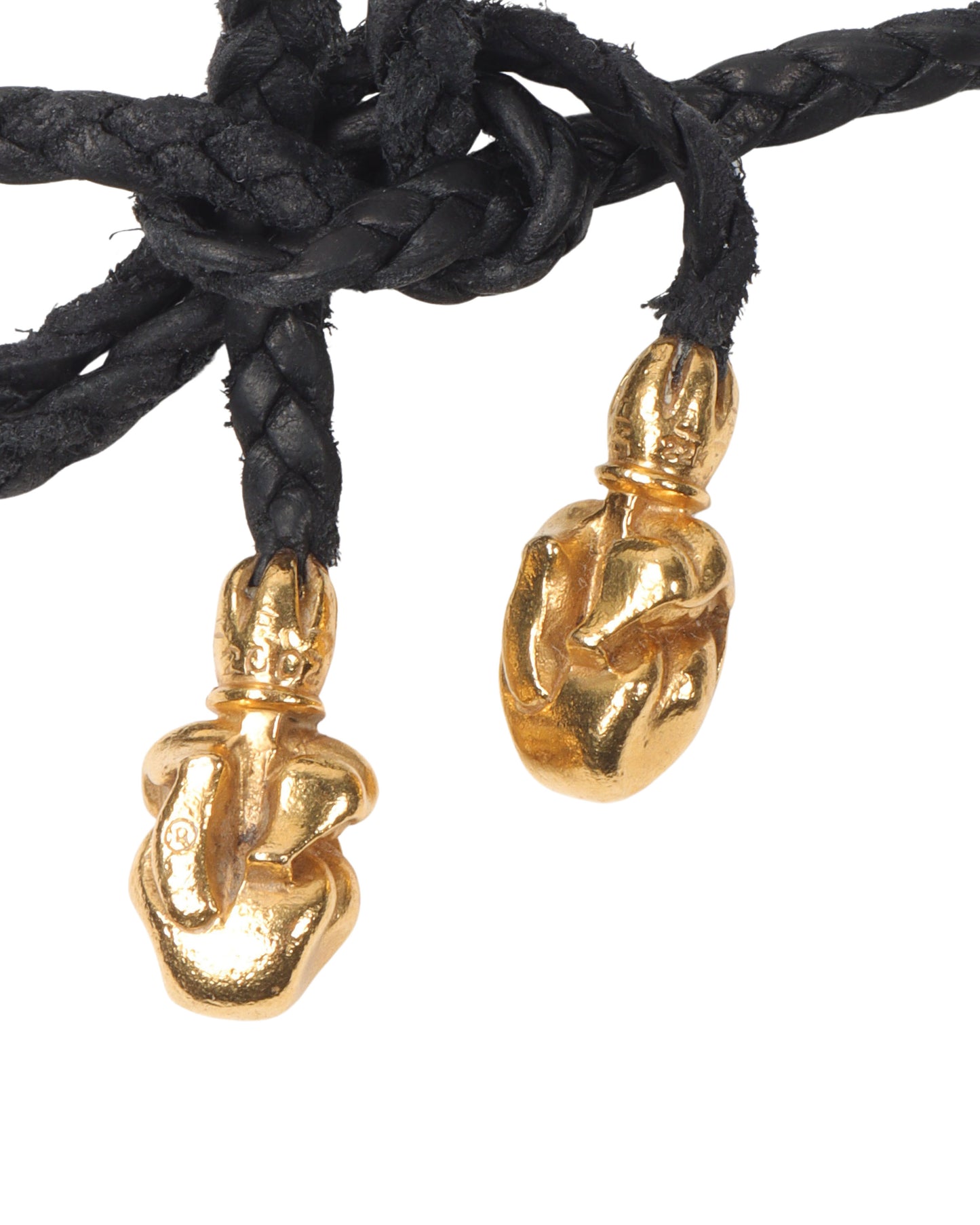 22k Gold Rolling Stones Pendant w/ Leather Necklace