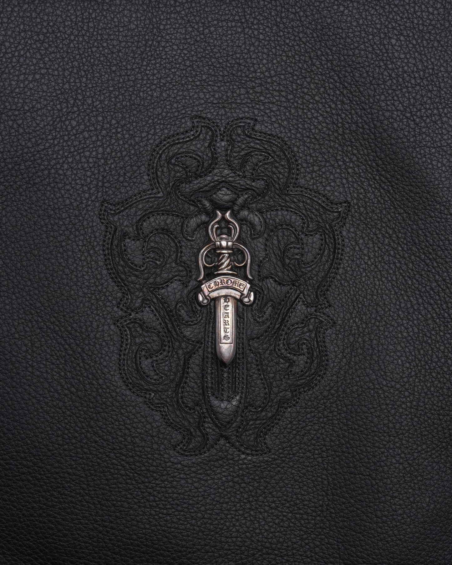 Dagger Embellished Leather Messenger Bag