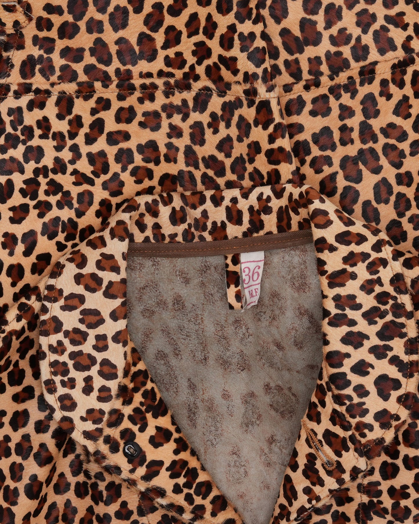 Leopard Print Hair on Hide Leather Campus Jacket