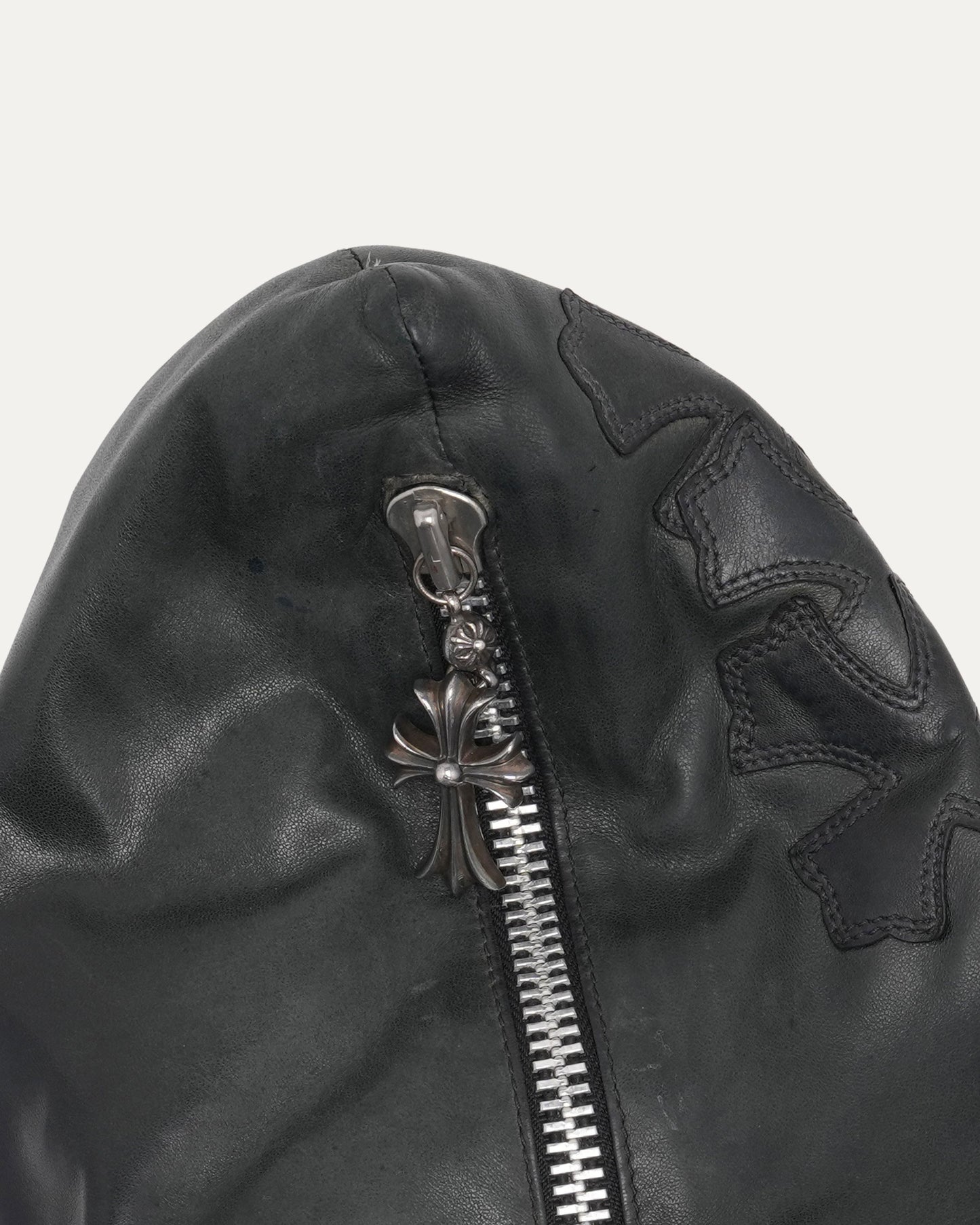 Cross Patch Leather Pillow