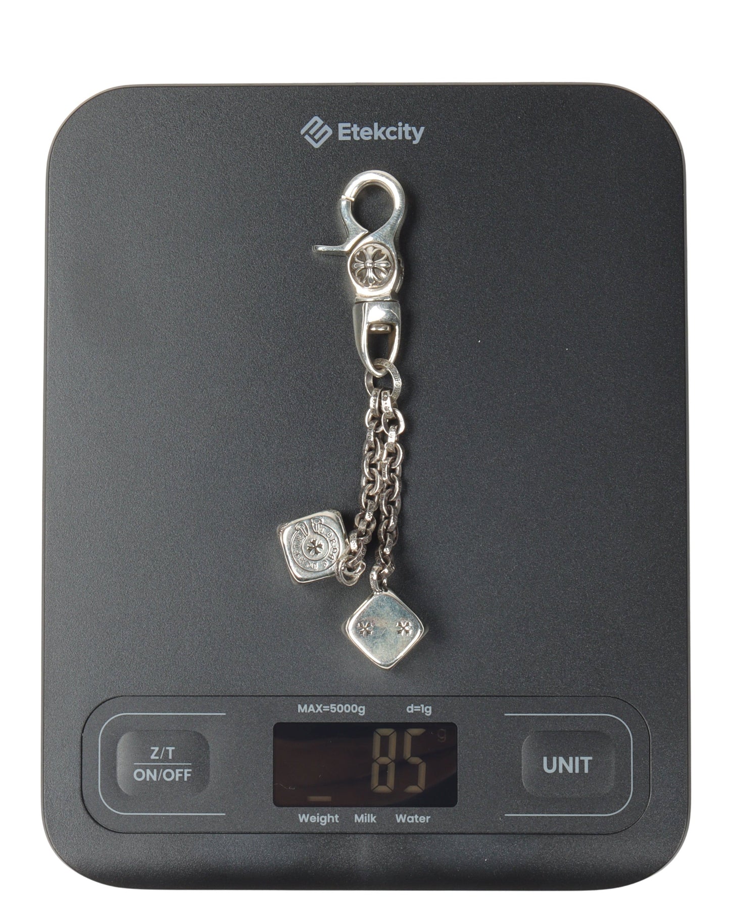 Silver Dice Keychain Clip