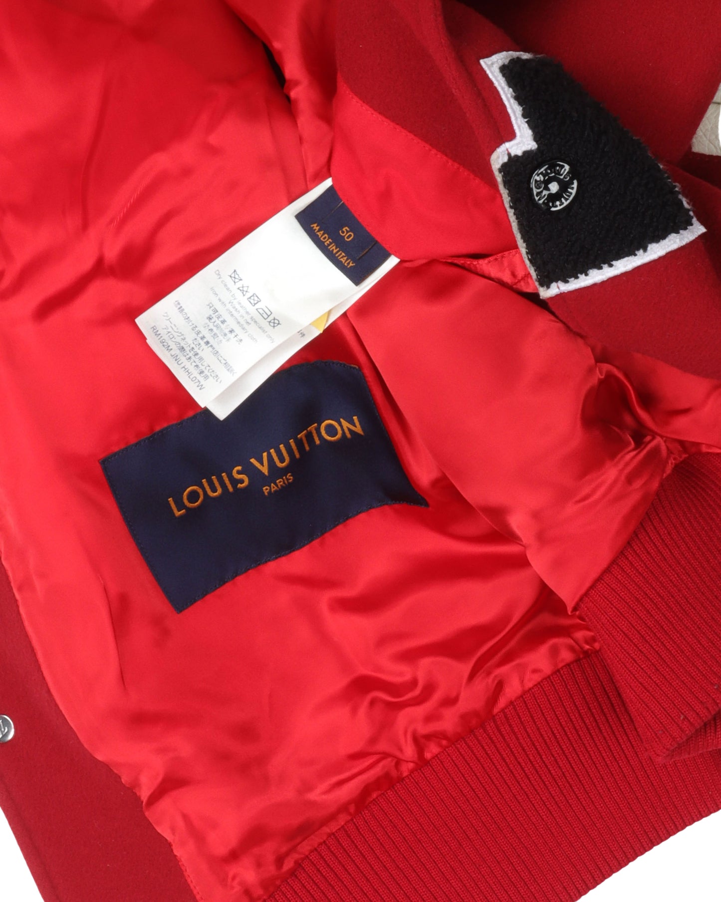 Multi-Patches Mixed Leather Varsity Blouson