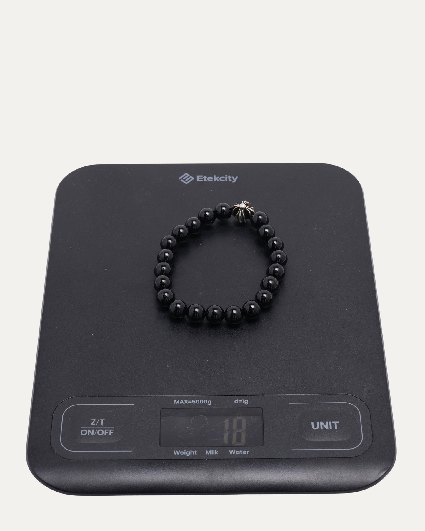 8mm Black Onyx/Tourmaline Plus Cross Bead Bracelet