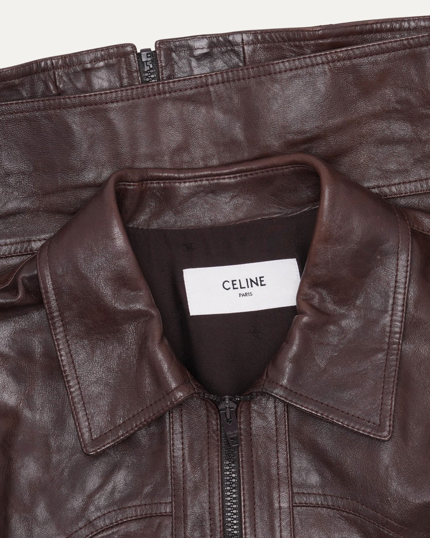 Slim Fit Zip Up Leather Jacket