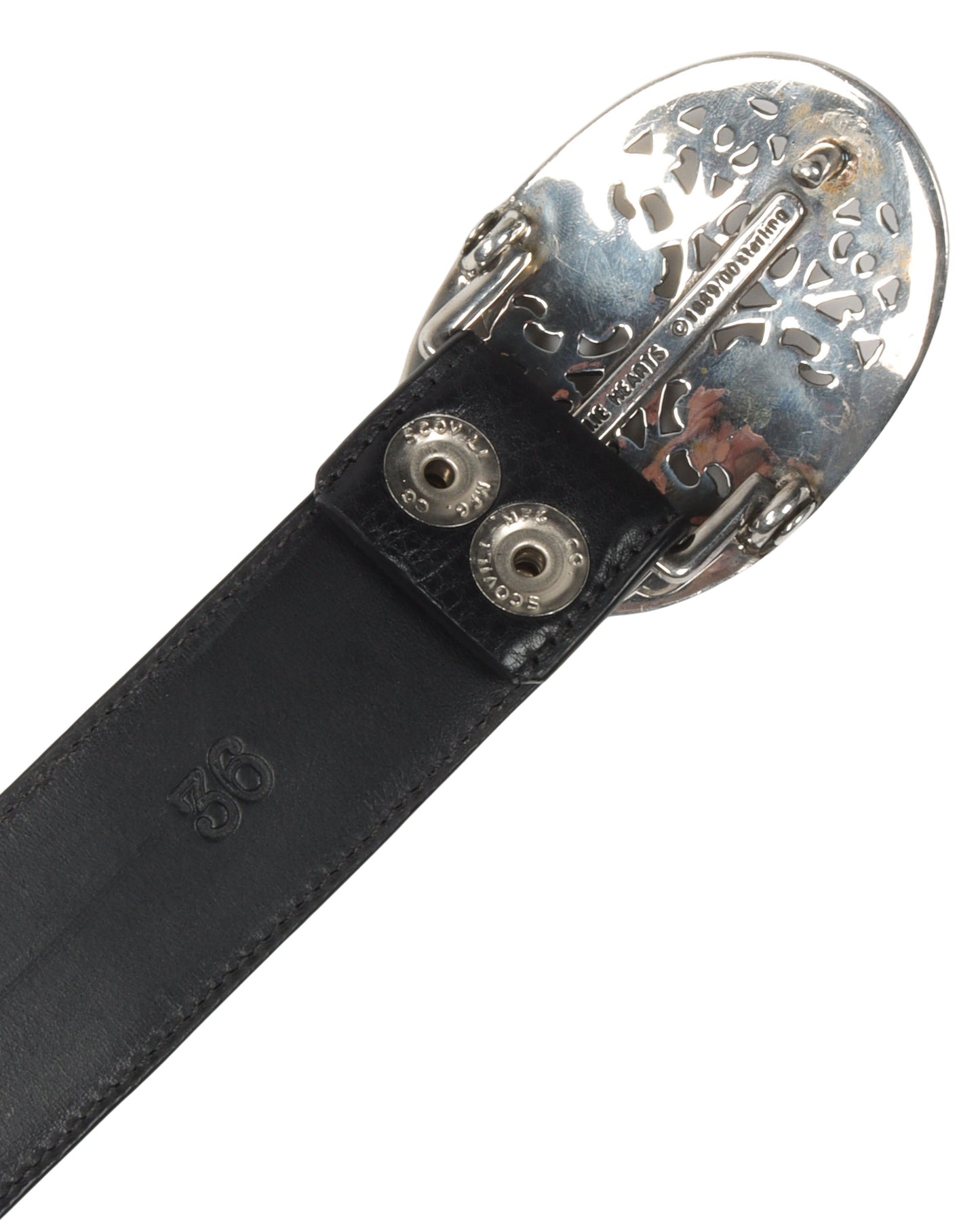 Cross Patch Leather Belt with Oval Cross Buckle