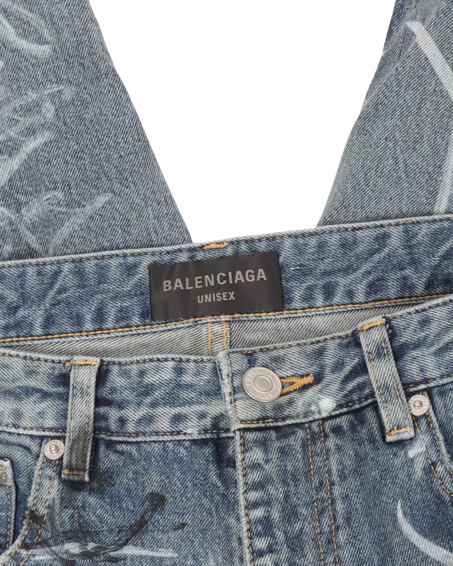 Distressed Baggy Graffiti Denim Shorts