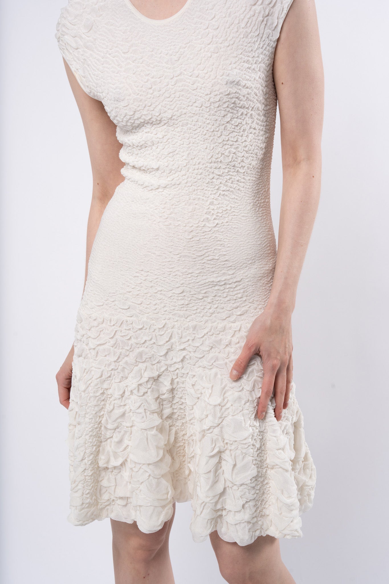 FW 1999 Ruched White Dress