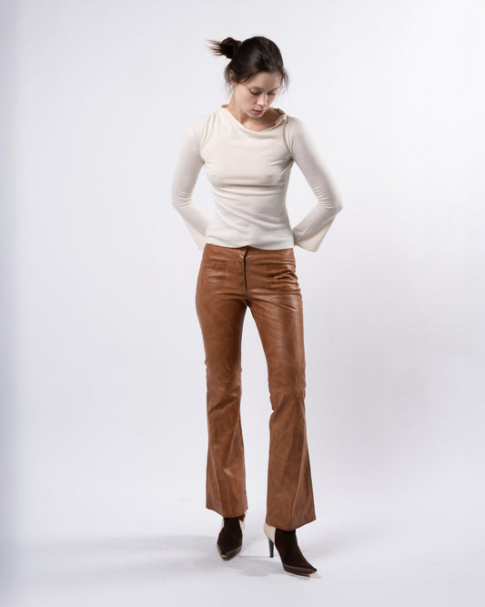 SS 2002 Bamboo Print Leather Pants