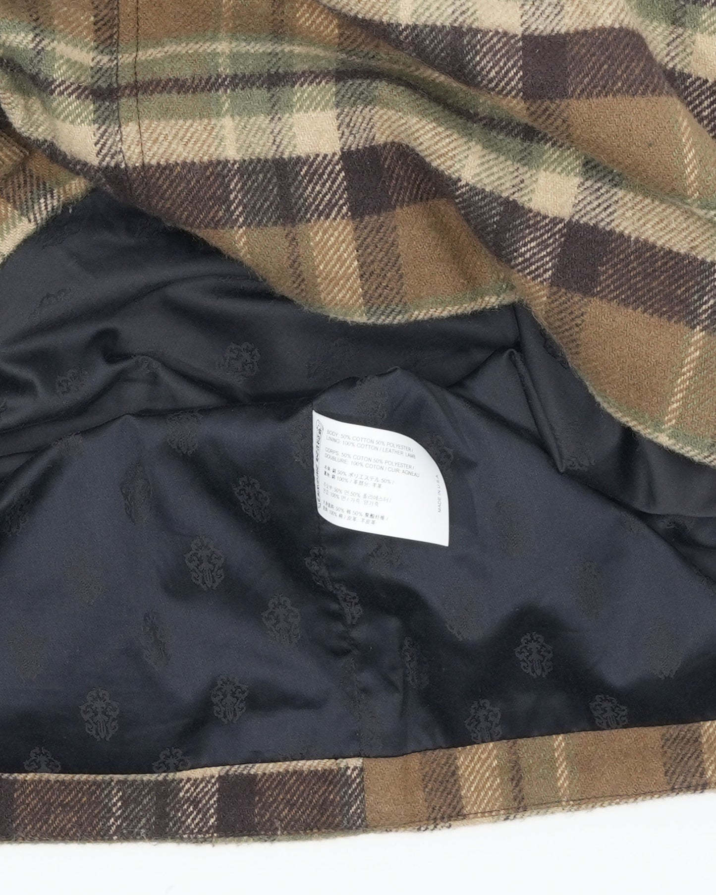 Flannel Shearling Collar Zip Up Jacket