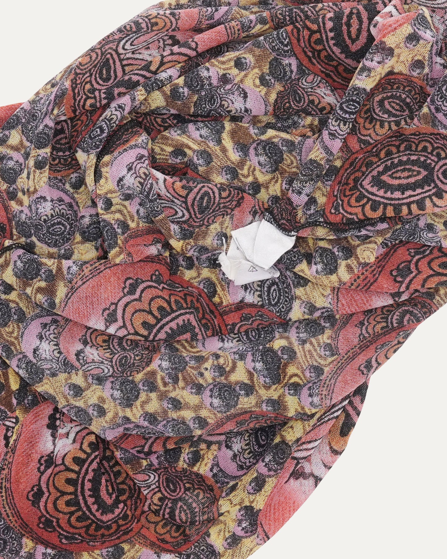 Kaleidoscope Print Long Sleeve Mesh Top