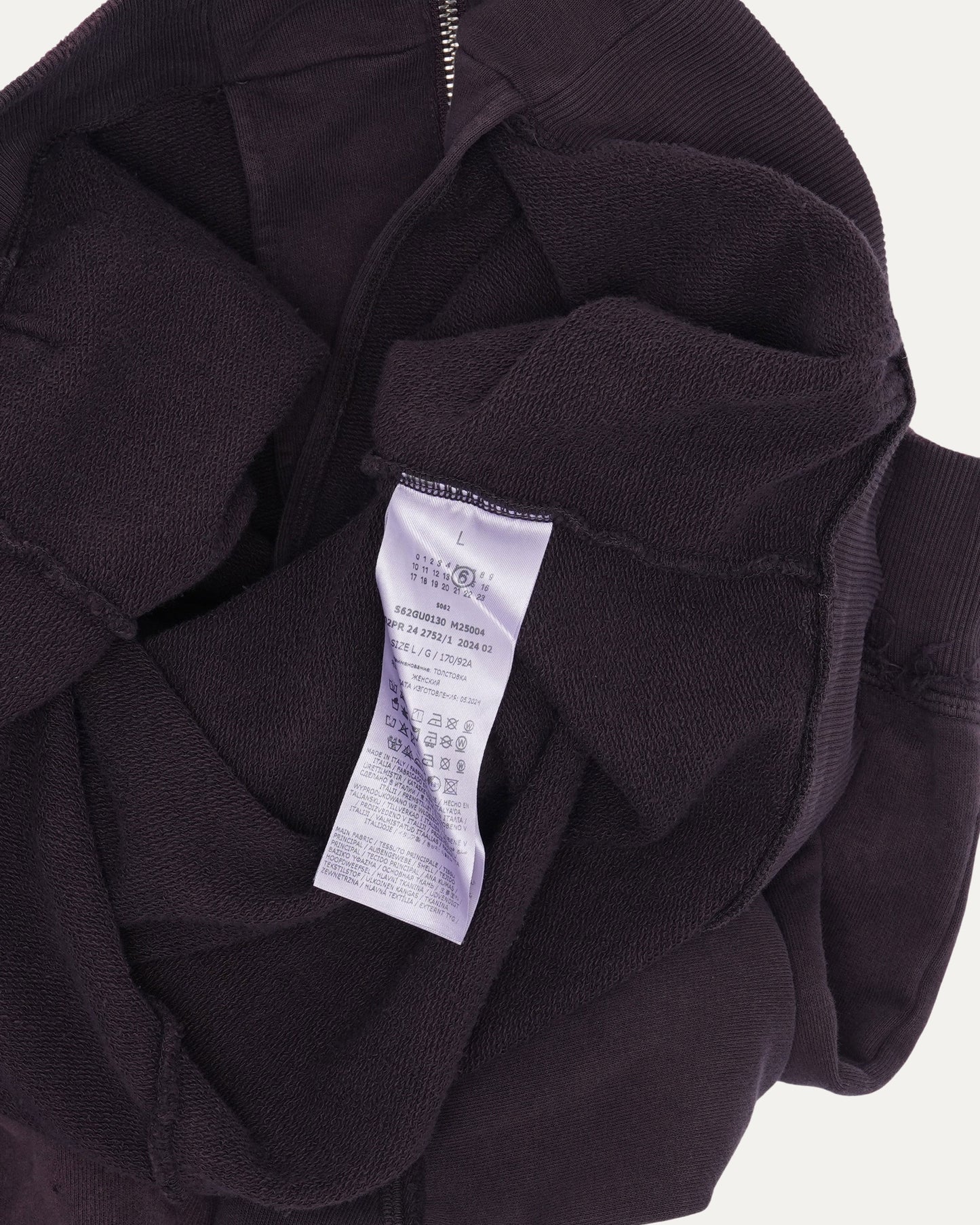 MM6 Distressed Zip Up Hoodie