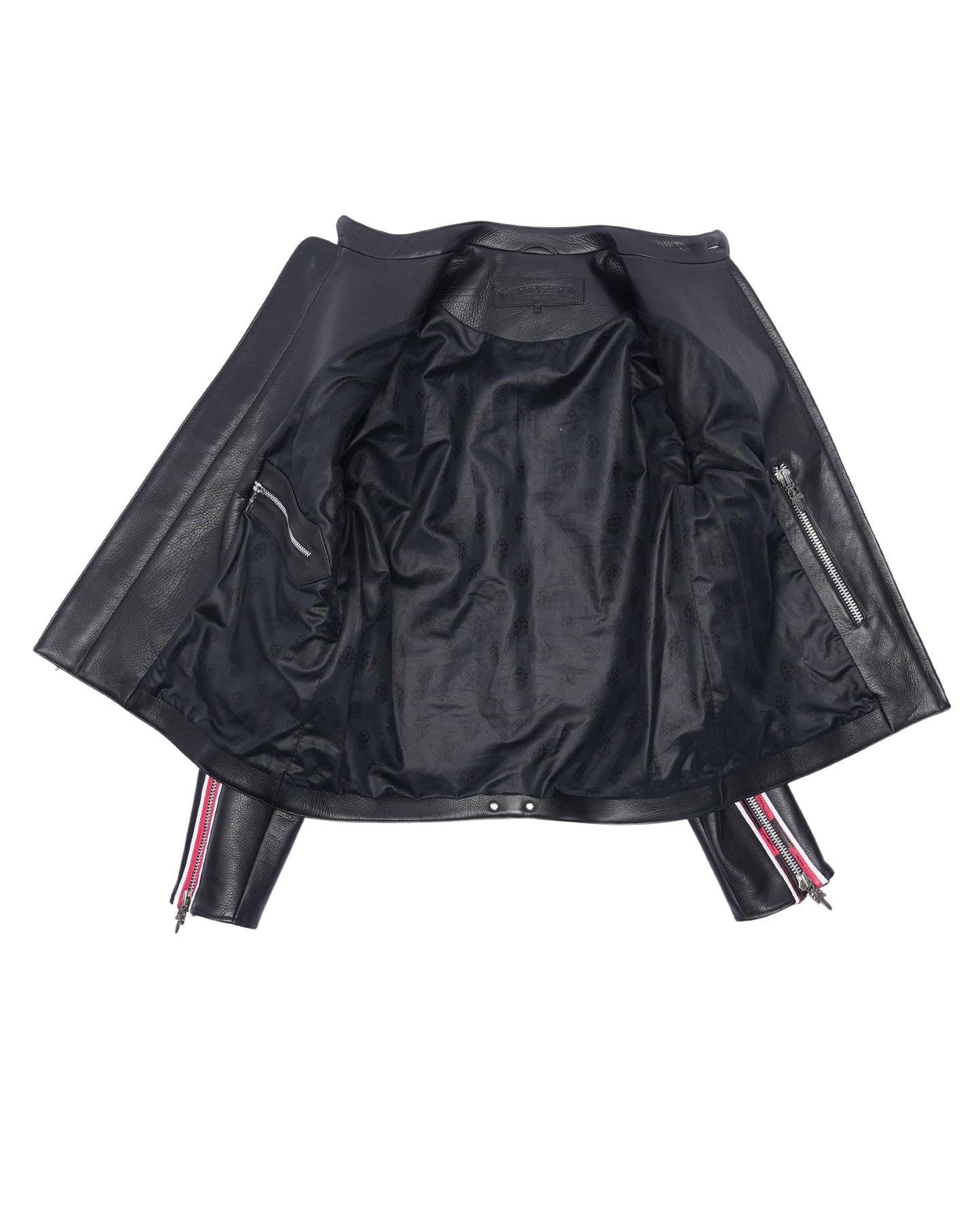 Matty Boy Hand-Painted Cemetery Cross Patch Leather Jacket