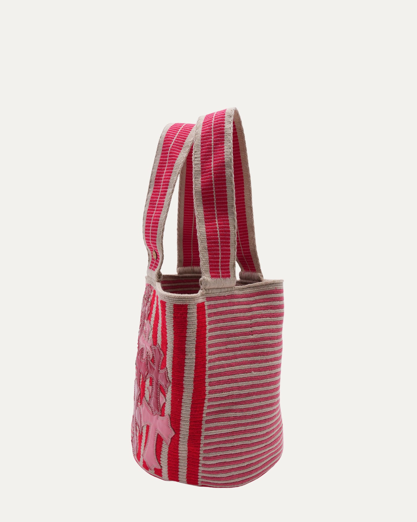 Guanabana Silver Embellished Cross Patch Bucket Bag