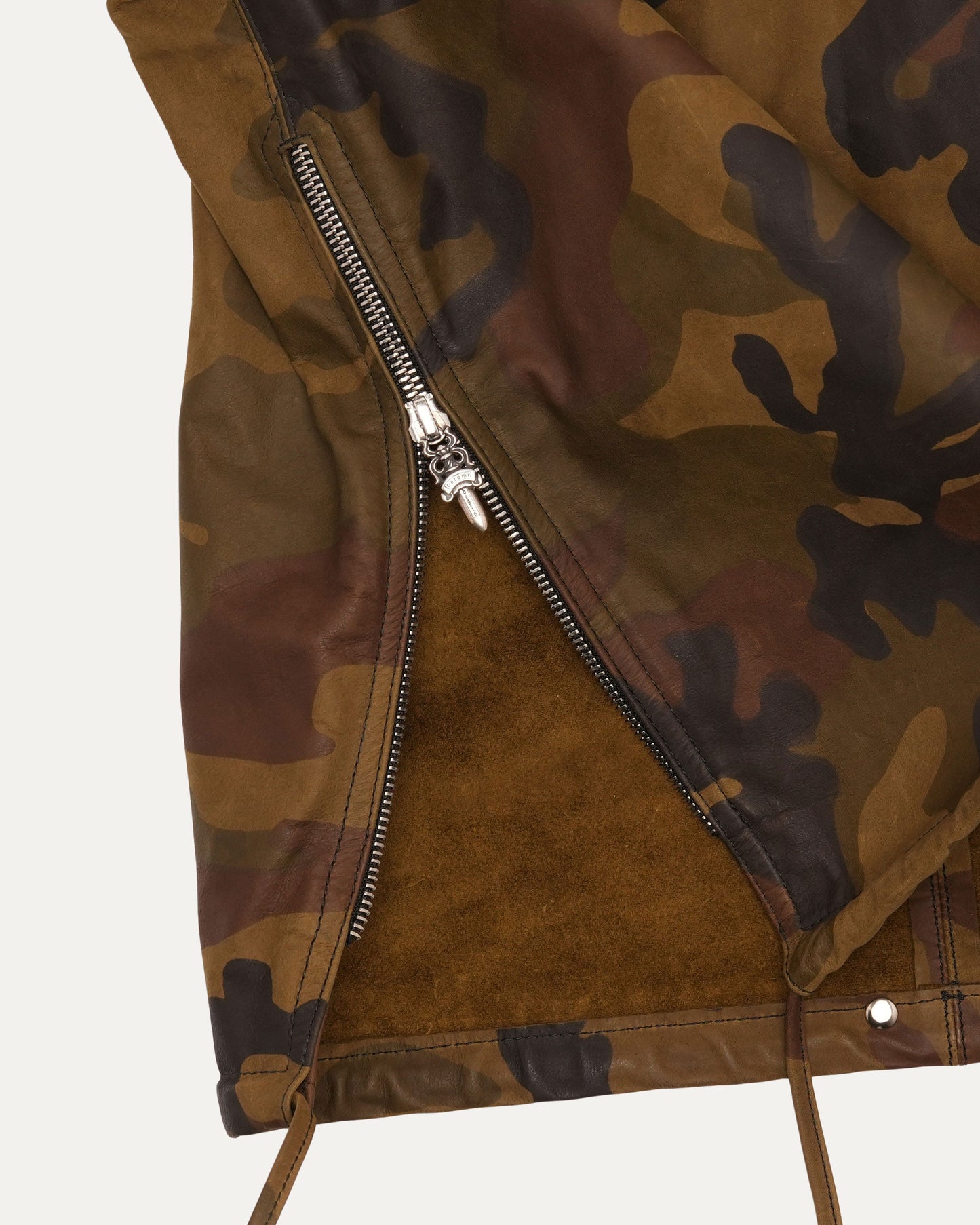 Camouflage Leather Quarter Zip Pullover EZ Rider Jacket