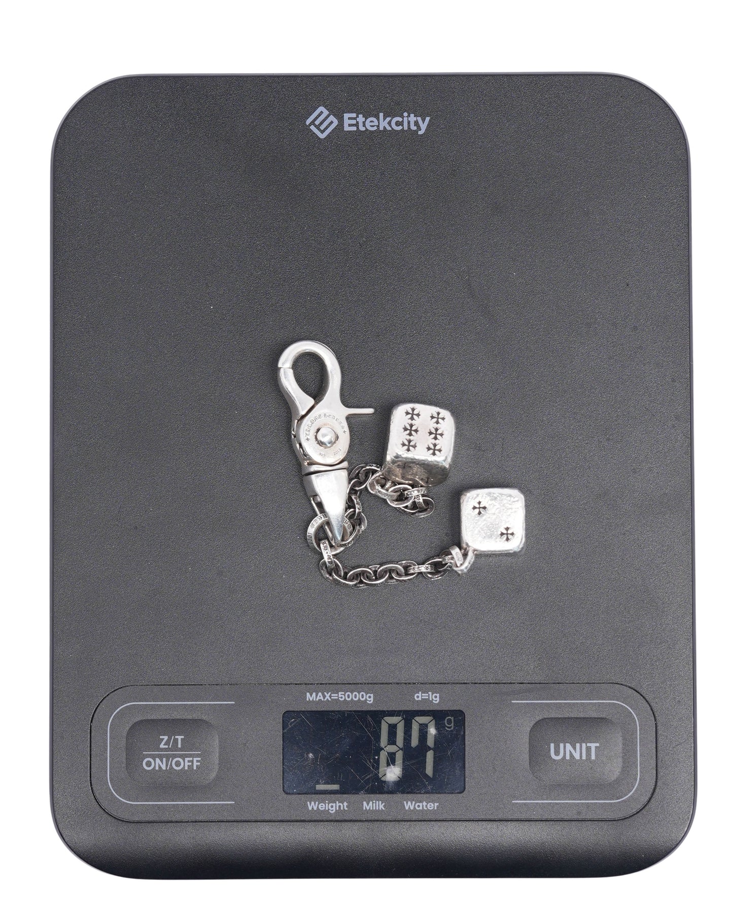 Silver Dice Keychain Clip