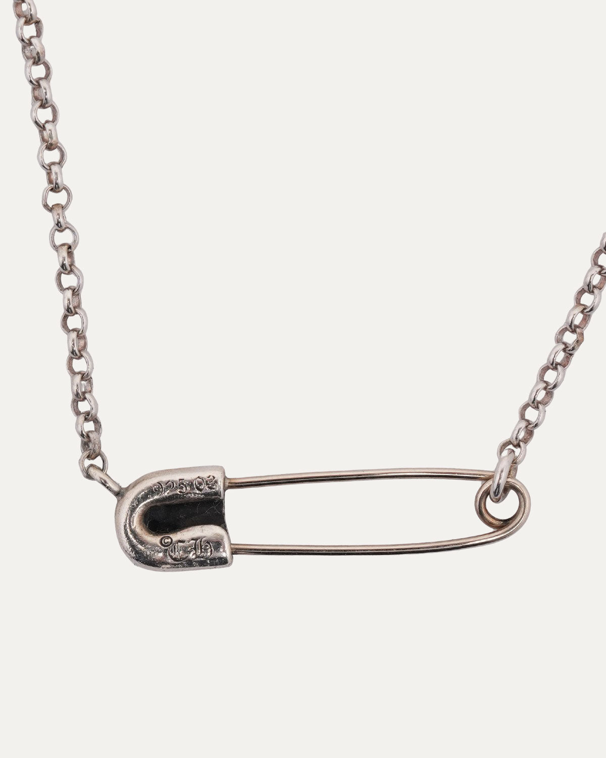 Pink Sapphire Safety Pin Roll Chain Necklace