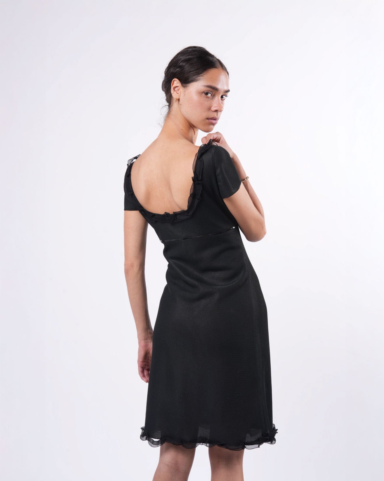 1990's Dress With Patent Leather Trim