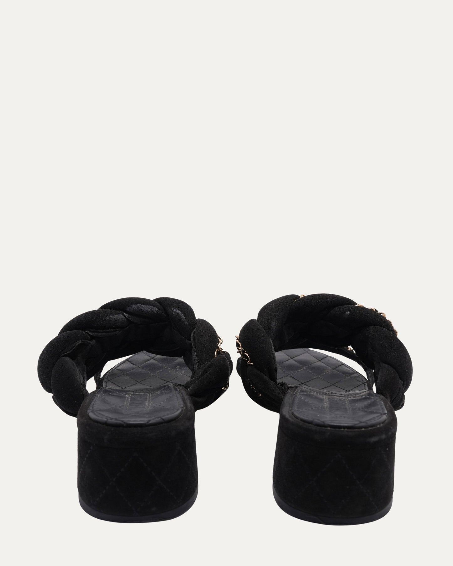 Chain Embellished Suede Slide Sandals