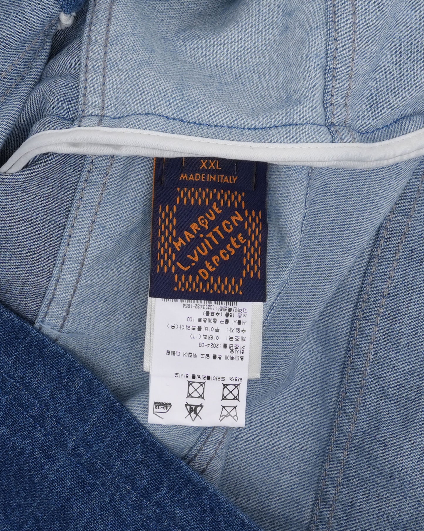 Striped Patchwork Denim Polo Shirt