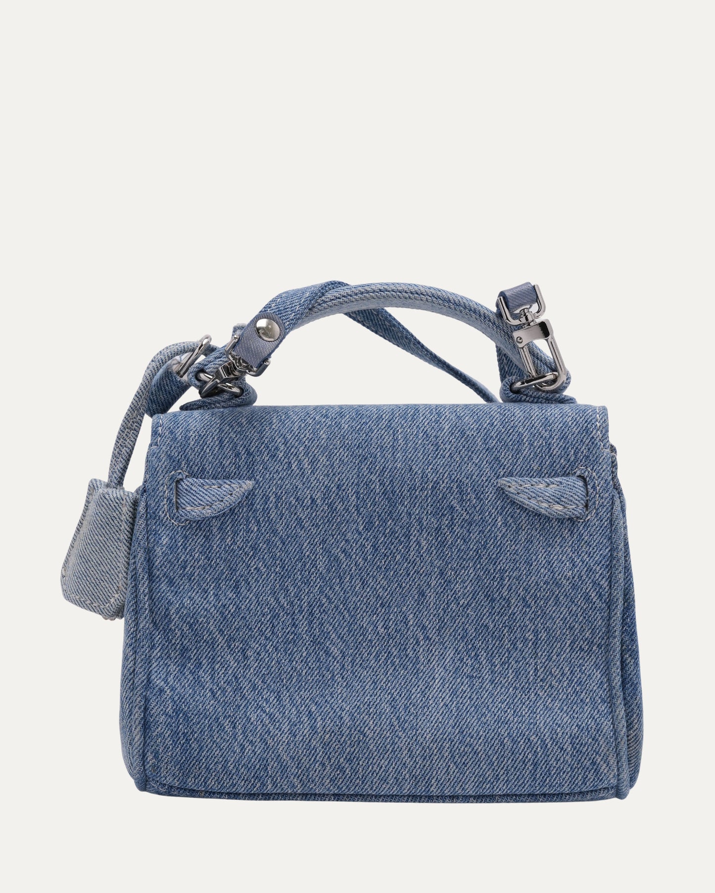 Mink Trimmed Denim Mini Monster Bag