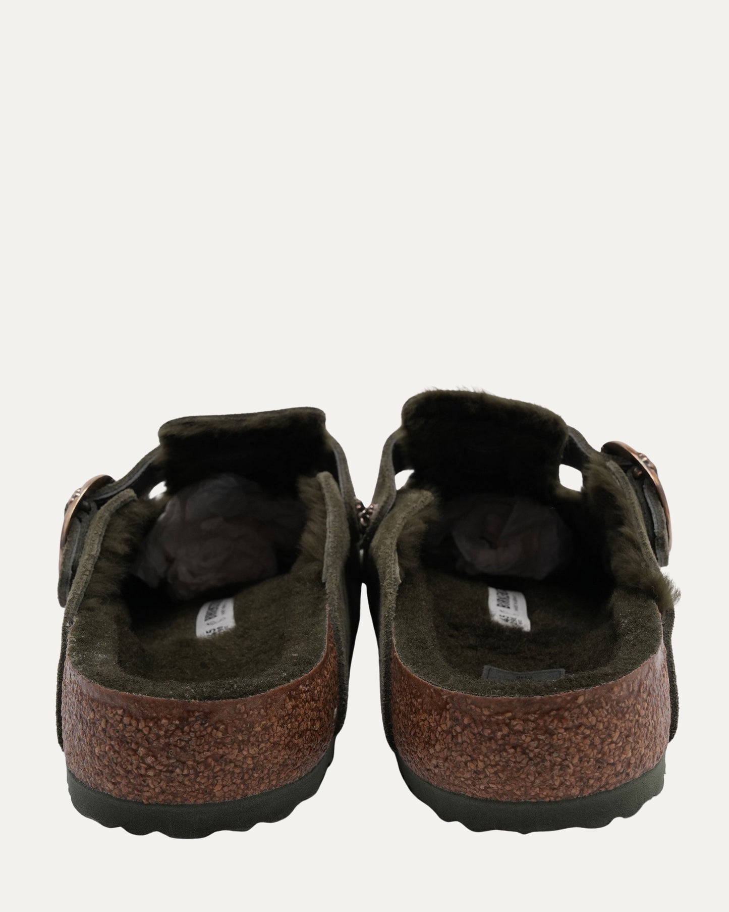 Dagger Embellished Shearling Lined Birkenstock Boston Suede Mule
