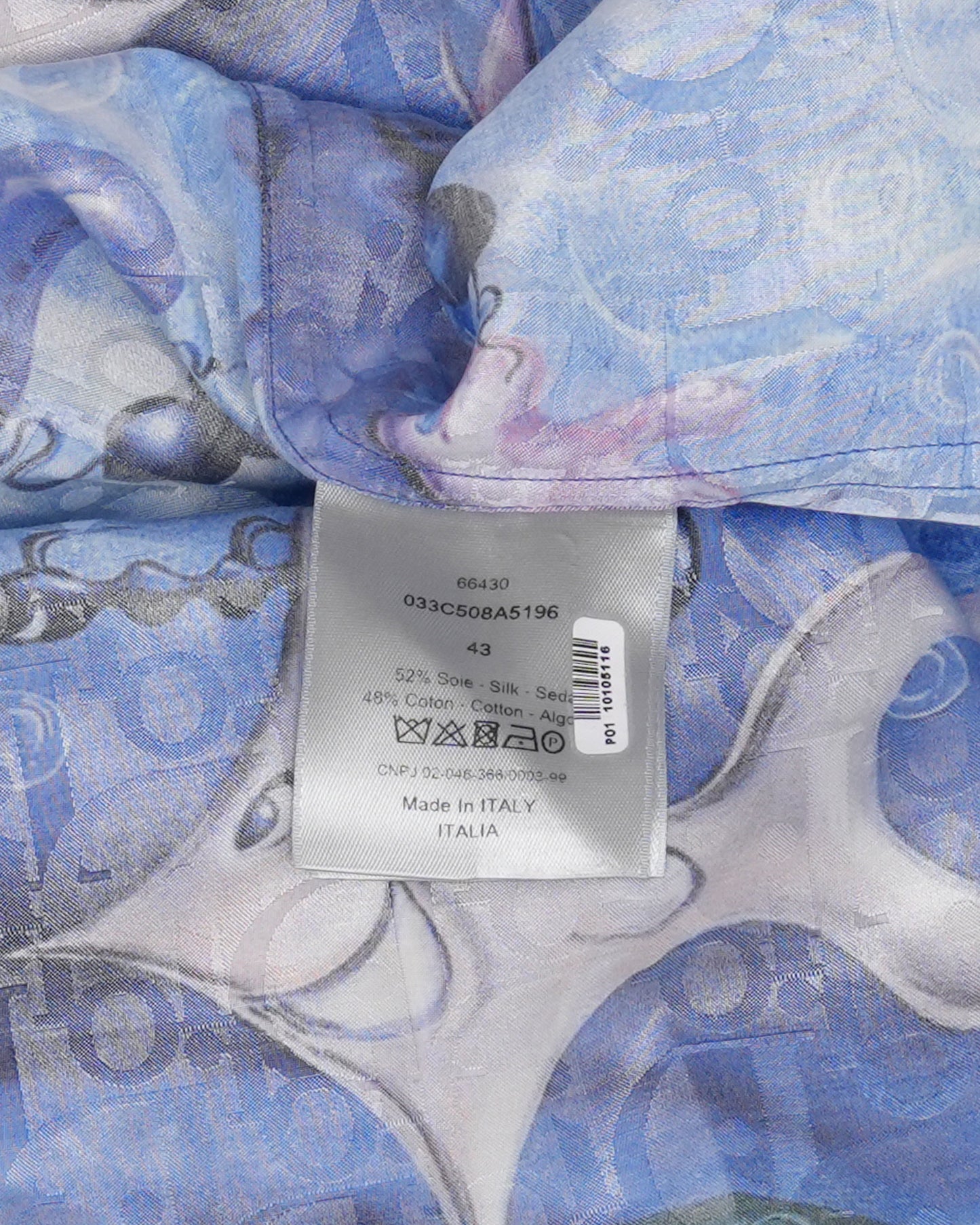 Kenny Scharf Hidden Placket Silk Blend Short Sleeve Shirt