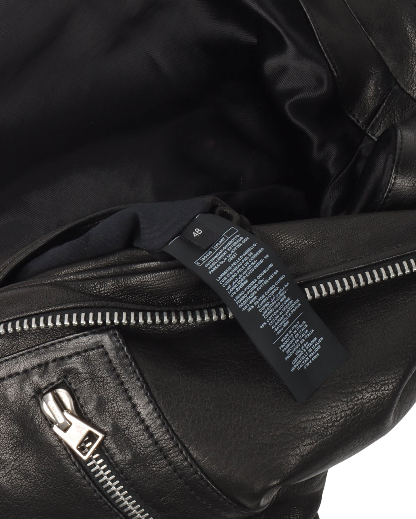 Zip-Pocket Leather Jacket