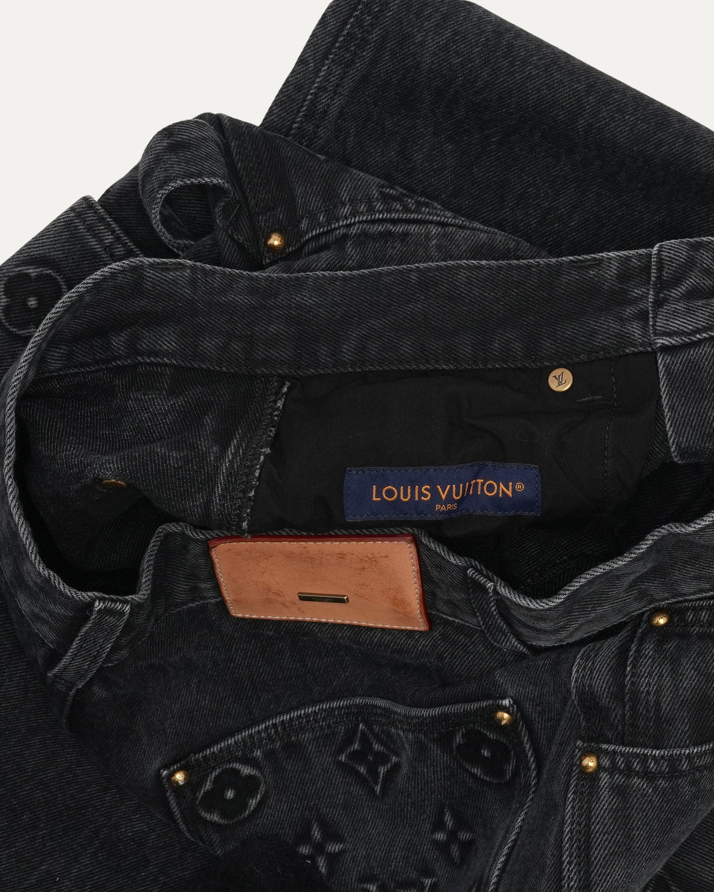 Monogram Embossed Double Knee Jeans