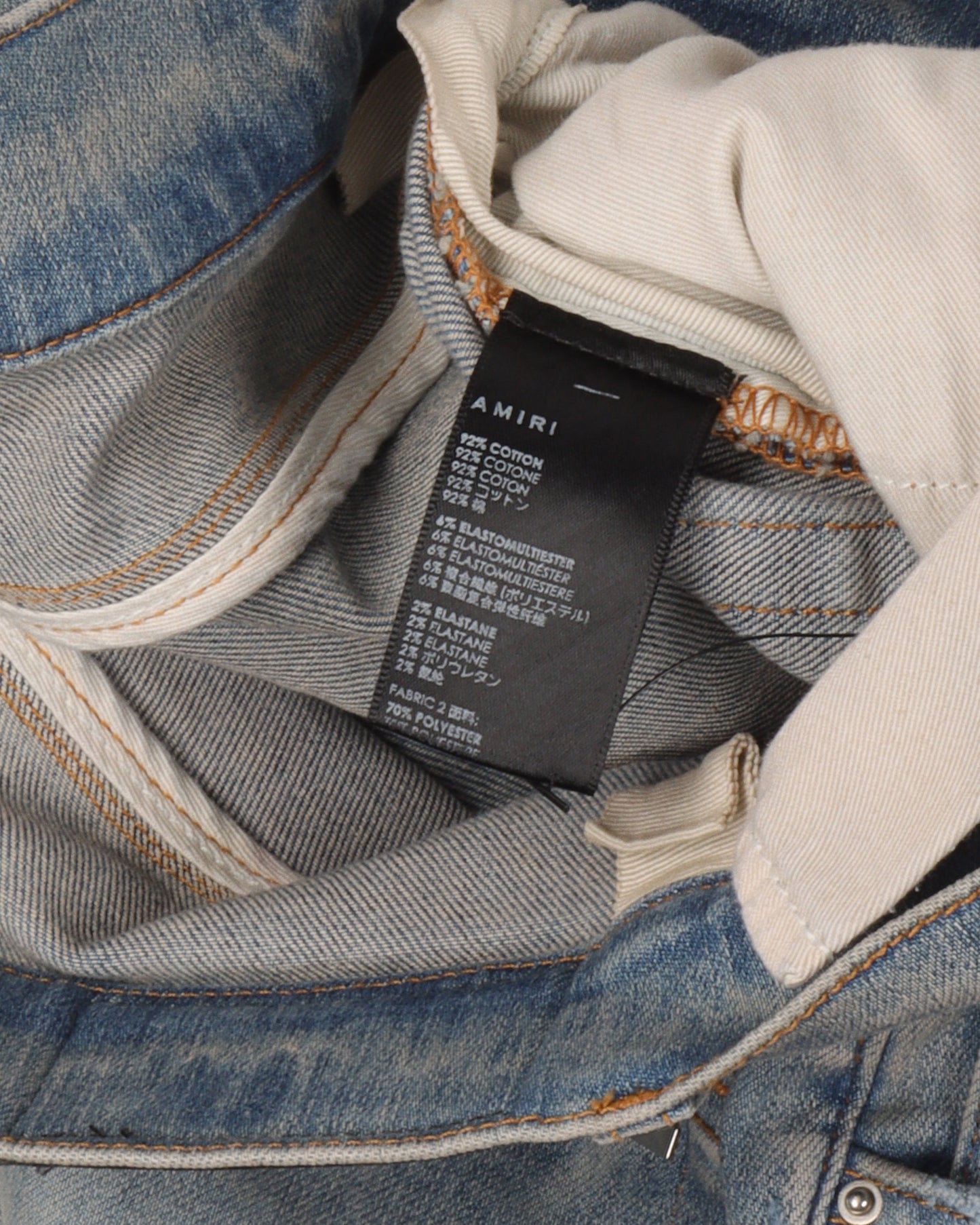 MX1 Distressed Leather-Paneled Knee Rip Jeans