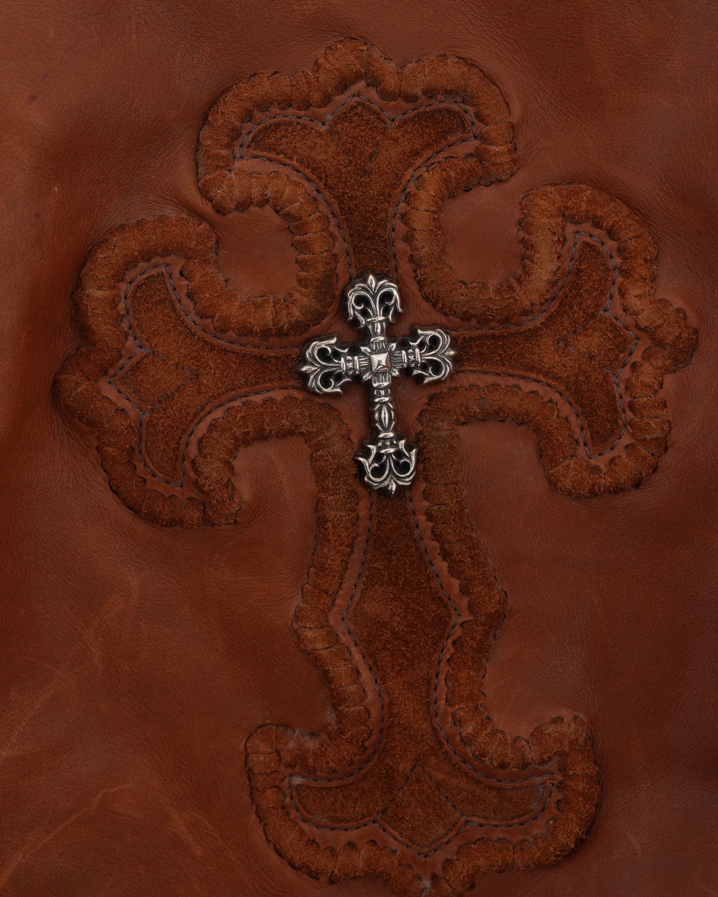 Filigree Cross Embellished Fringe Hobo Bag