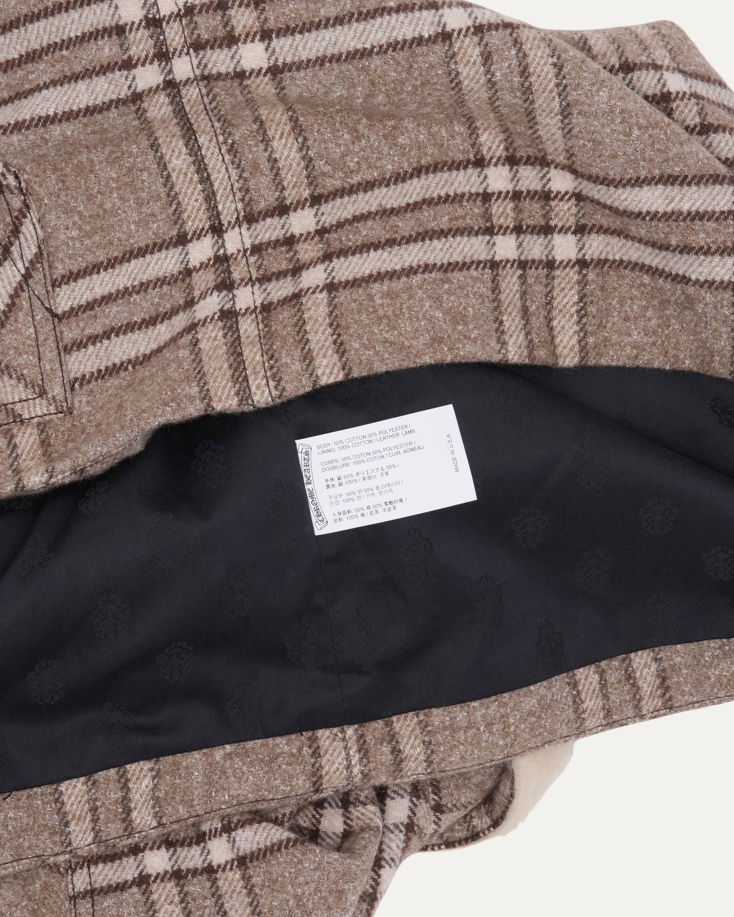 Shearling Collar Zip Up Flannel Jacket