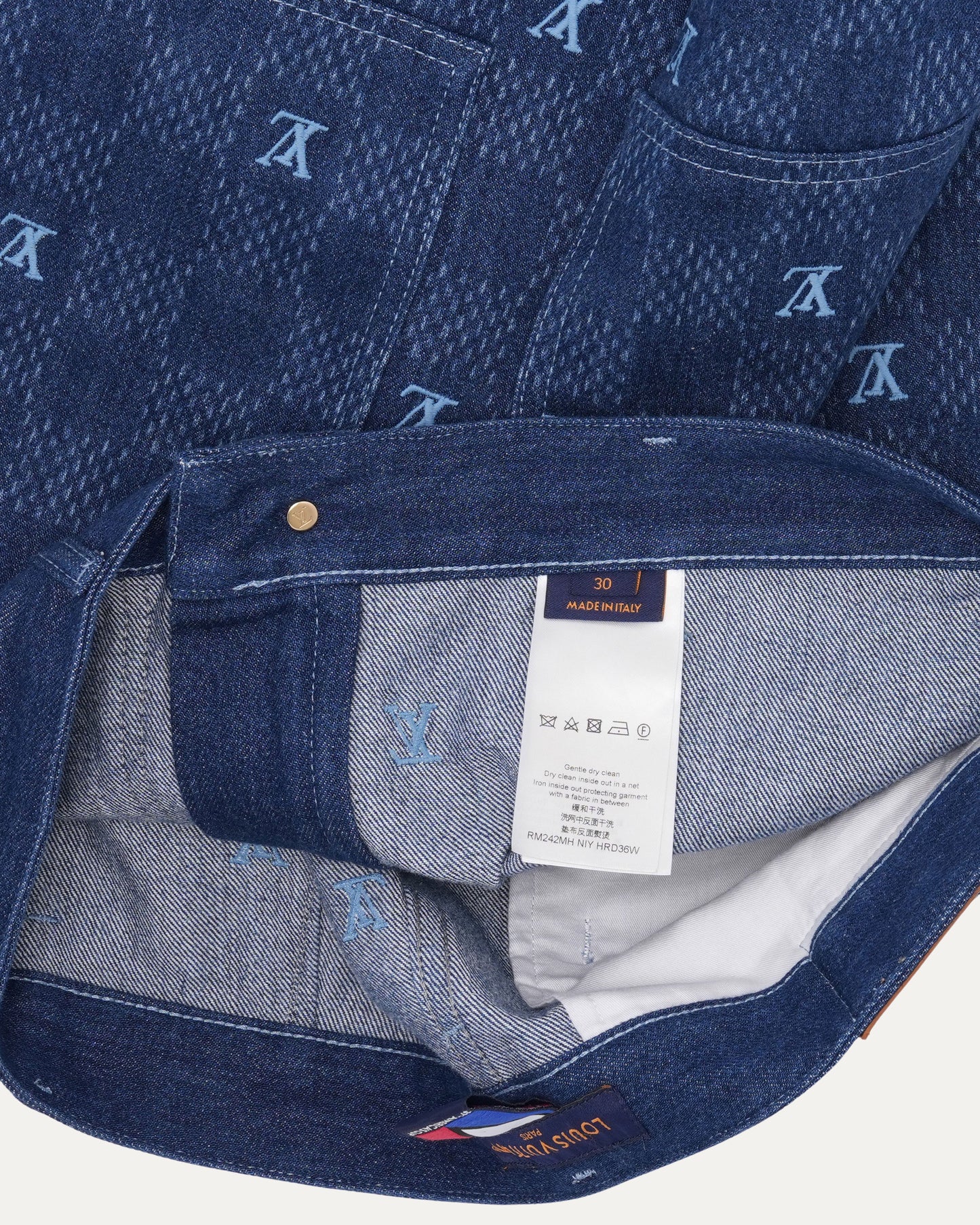 Embroidered Damier Denim Shorts