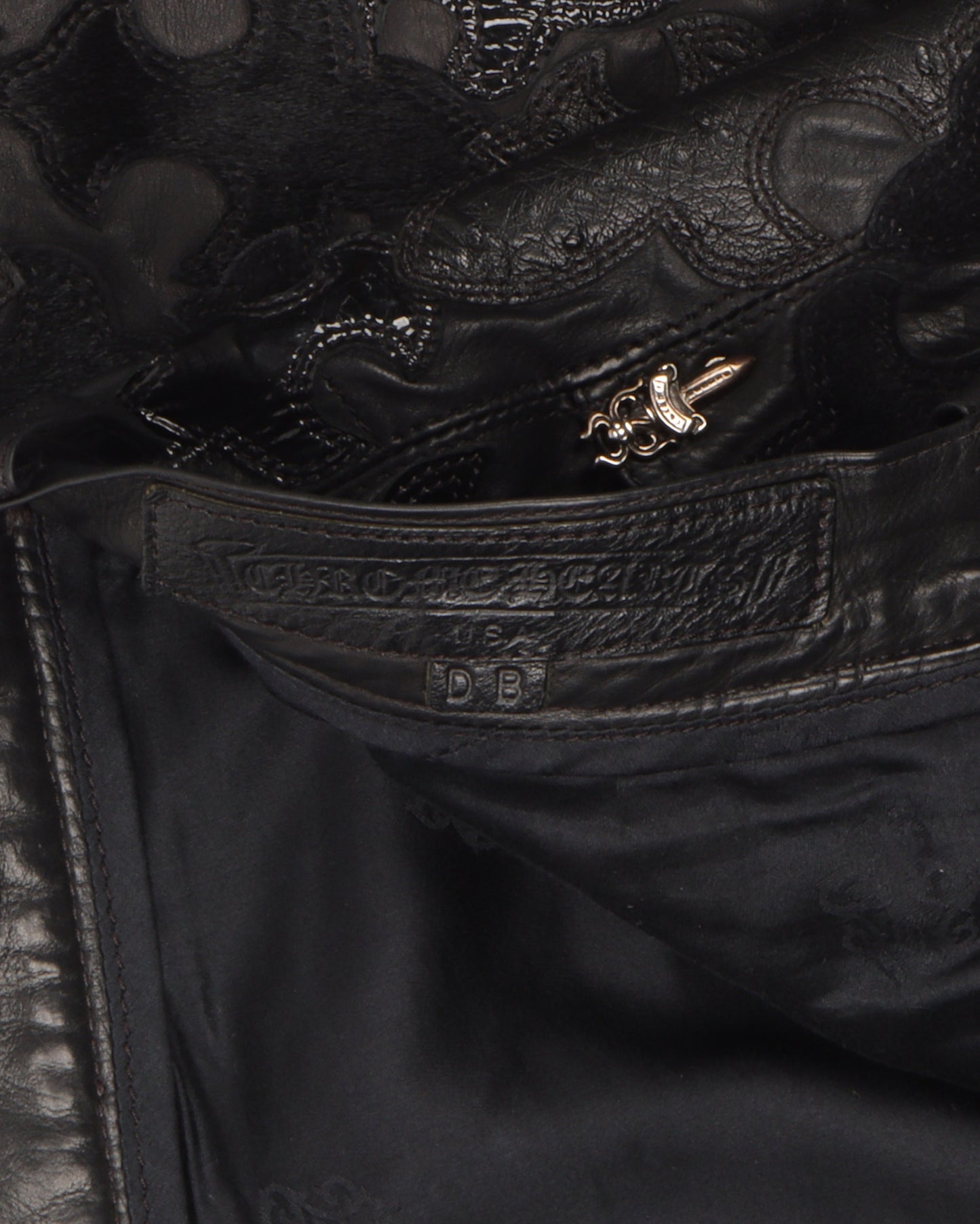 Full Leather Fleur De Lis Patch Jeans