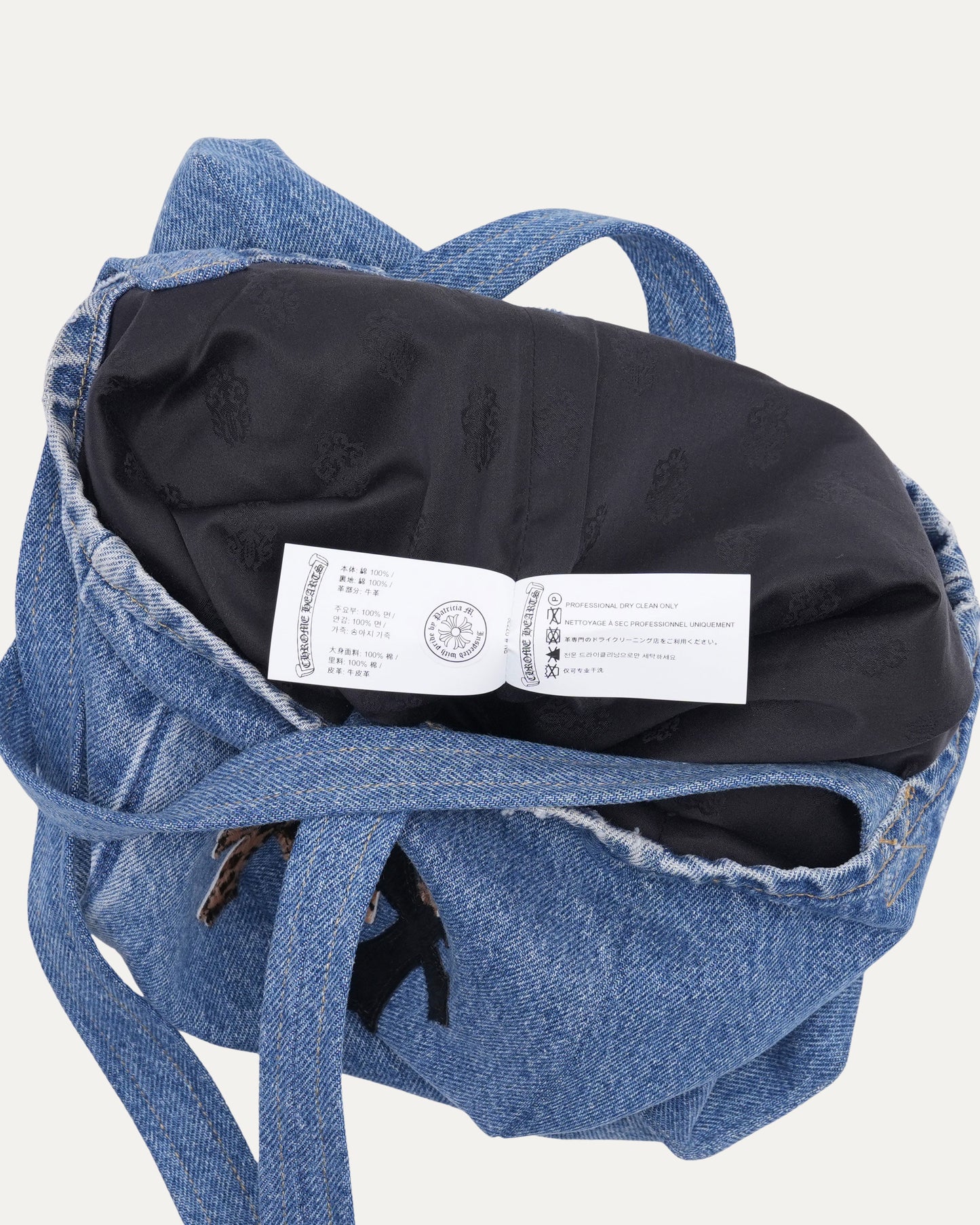 Denim Cross Patch Tote Bag
