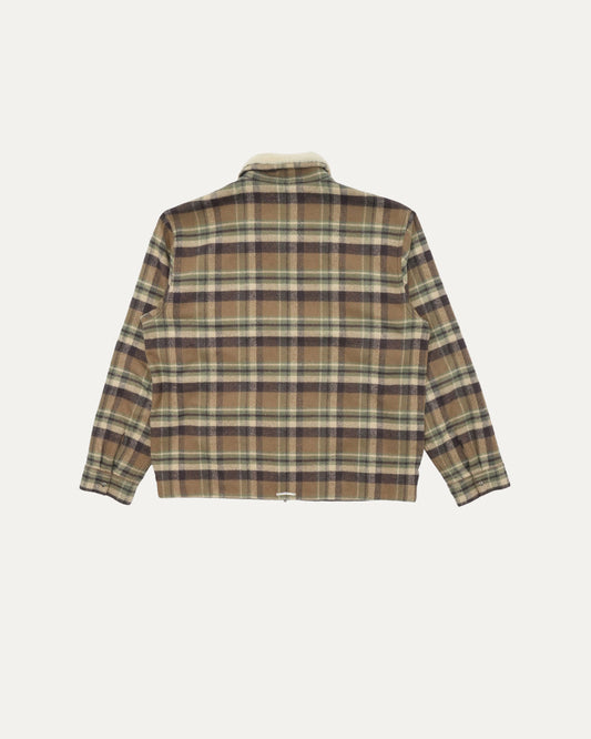 Flannel Shearling Collar Zip Up Jacket