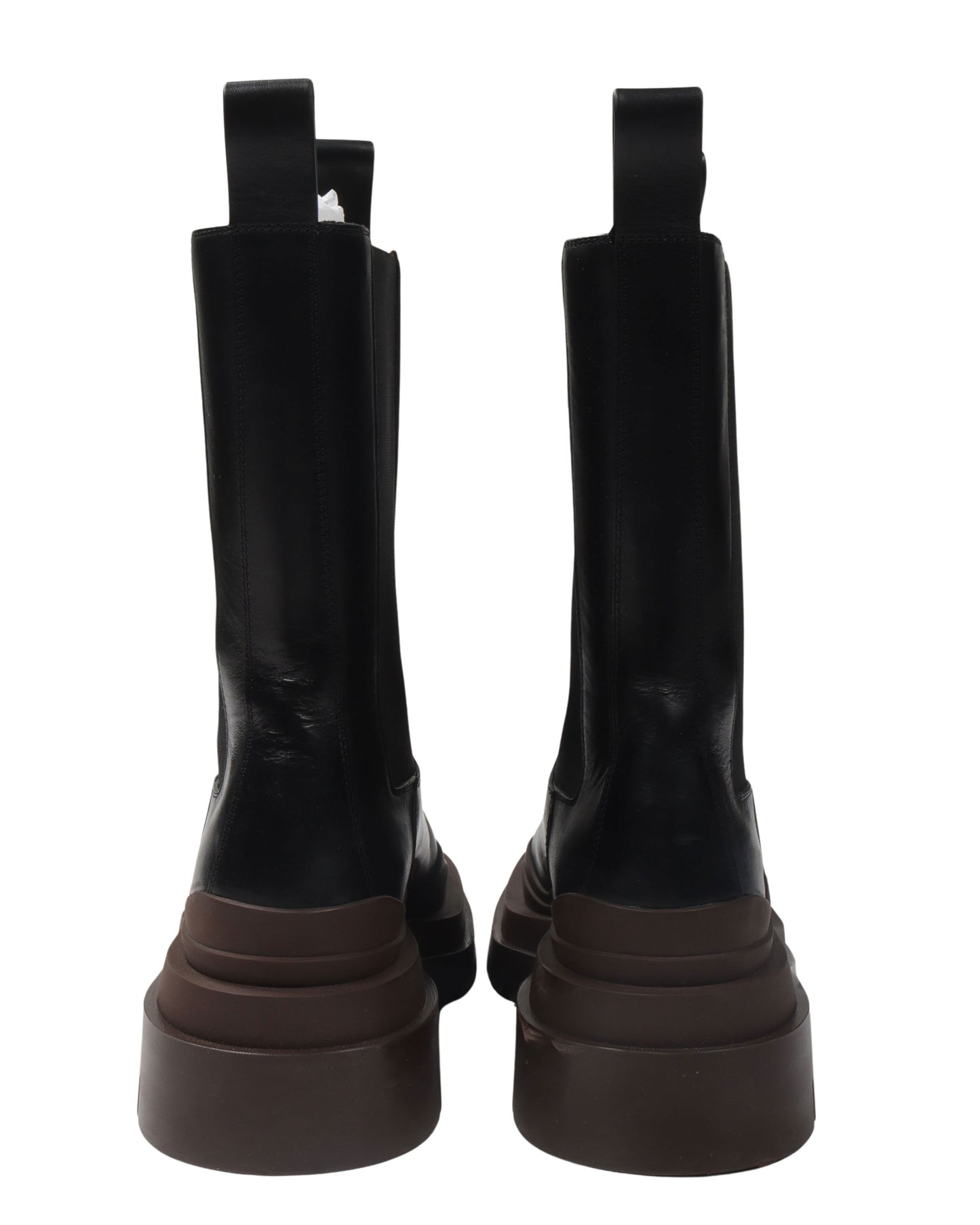 Leather Contrast Sole Tire Boots