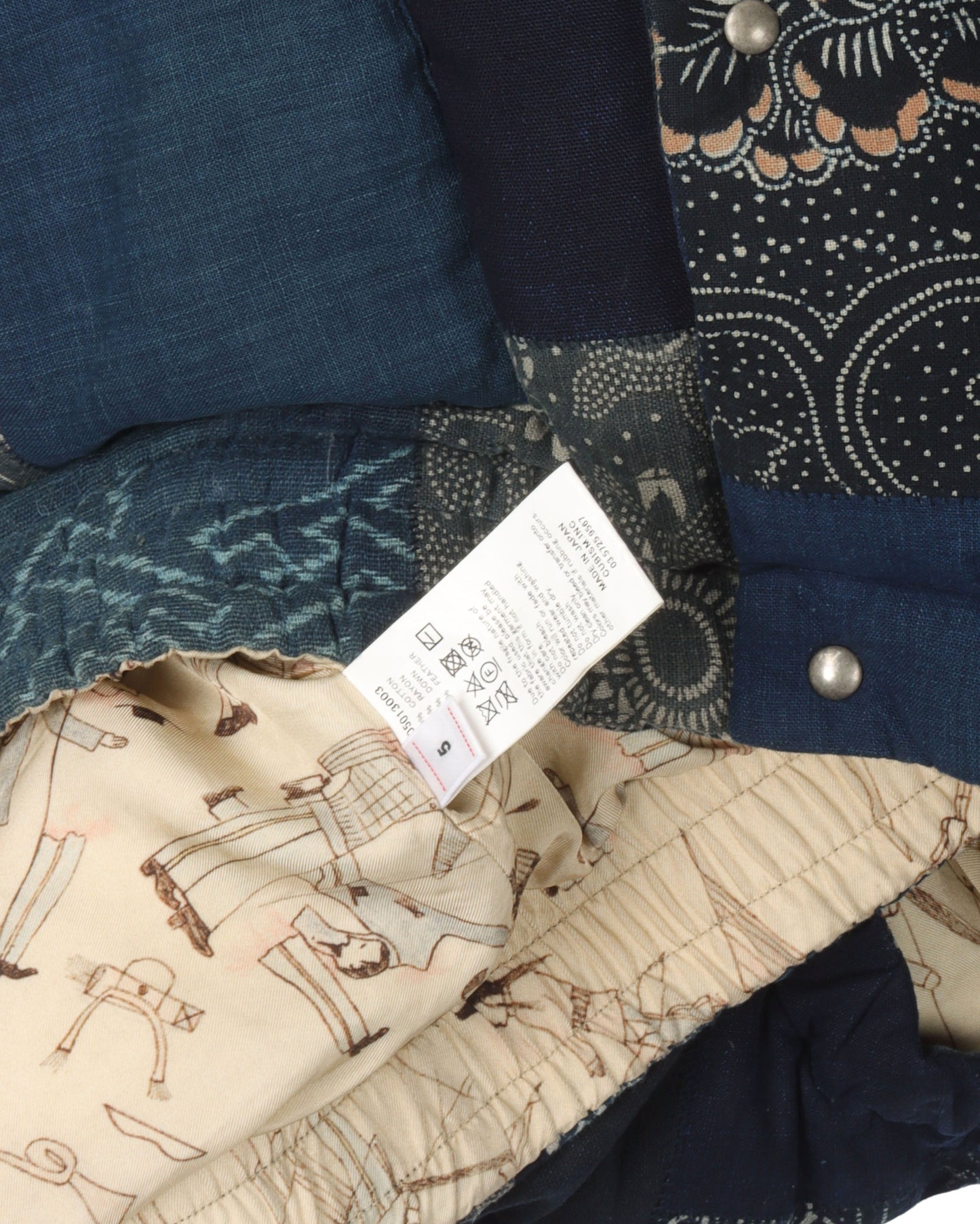 Indigo Kerchief Patchwork Down Vest