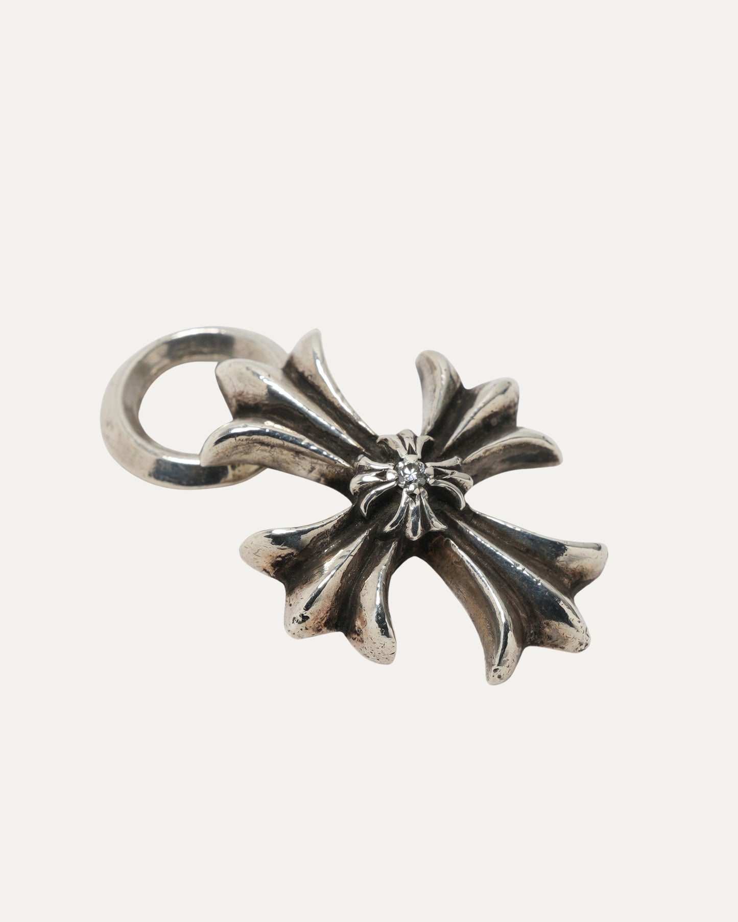 Double CH Plus Cross Diamond Pendant on B Ring