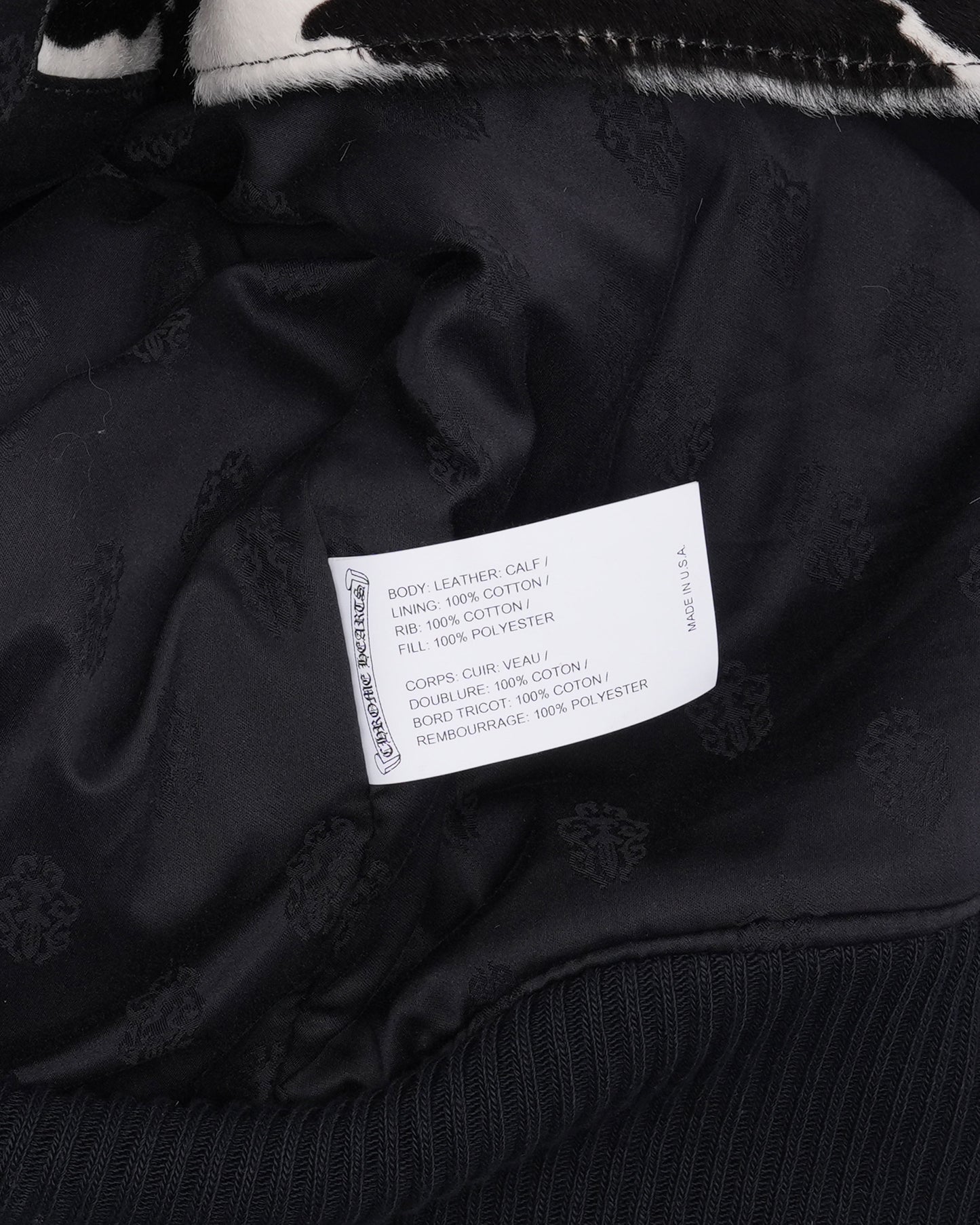 Cow Print Pony Hair Leather Bomber Jacket