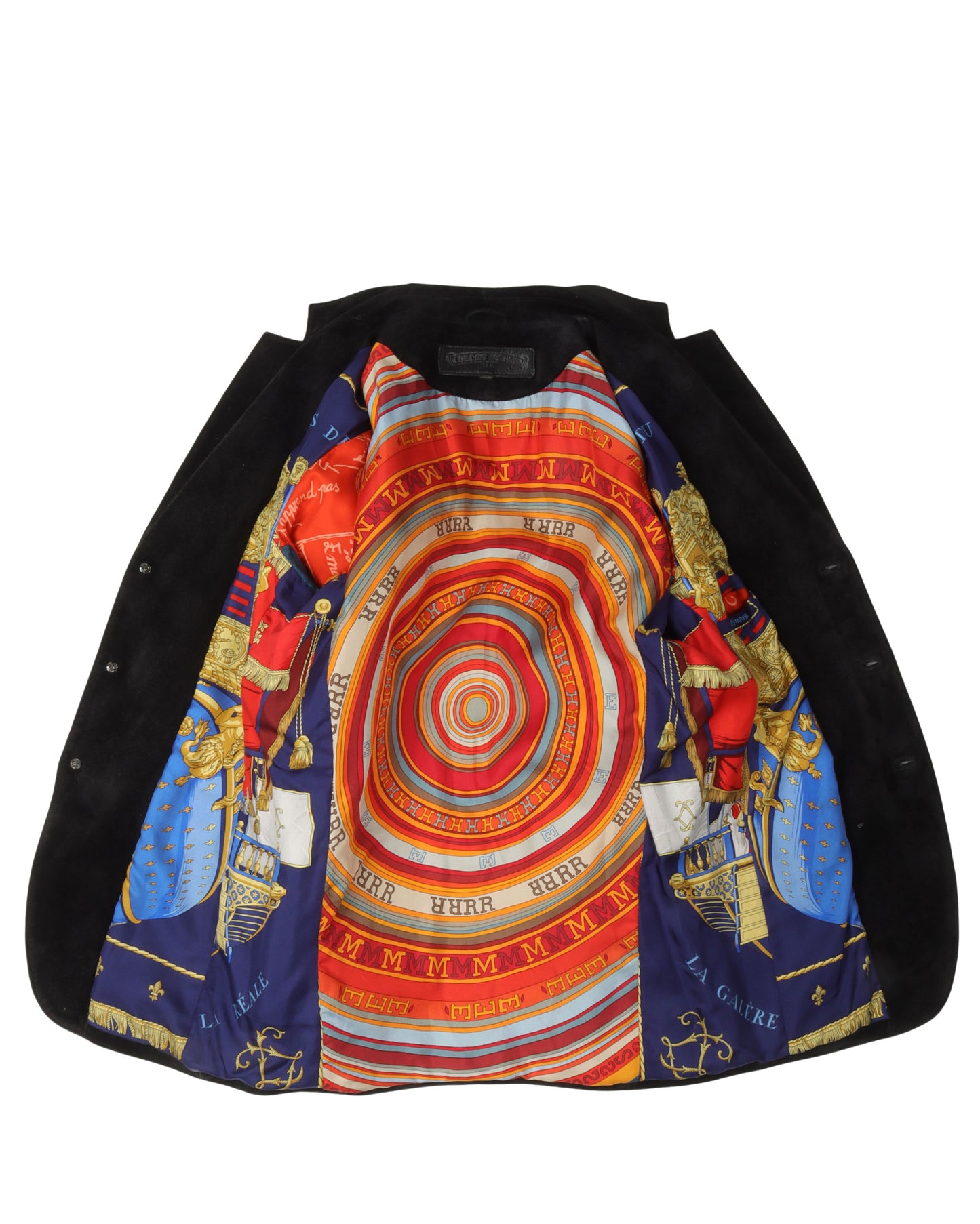 Hermes Scarf Lined Suede Blazer