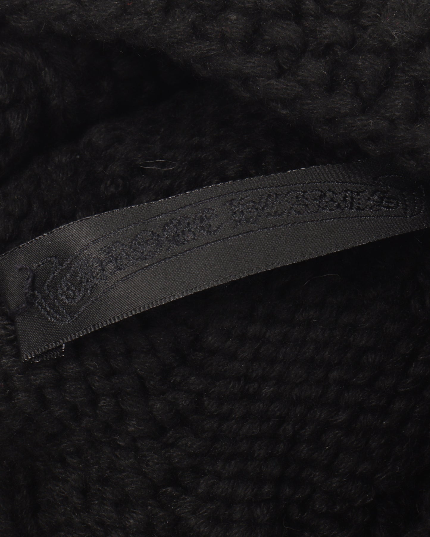 Silver & Leather Cross Embellished Pom Pom Beanie