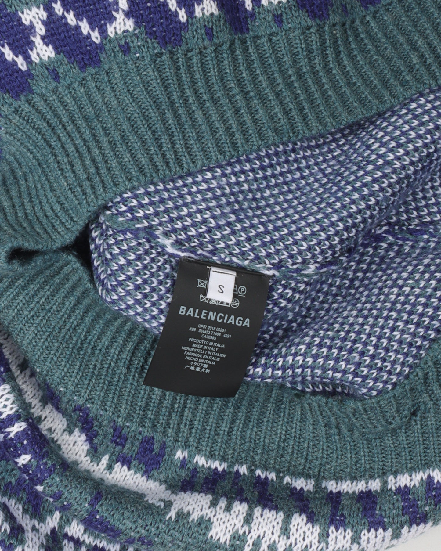 Patterned Wool Blend Turtleneck Sweater