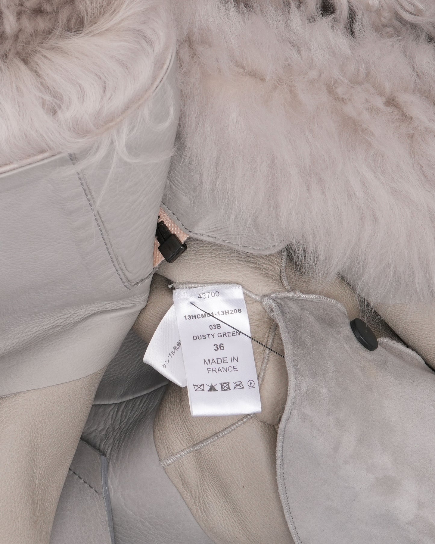 Leather Contrast Shearling Coat