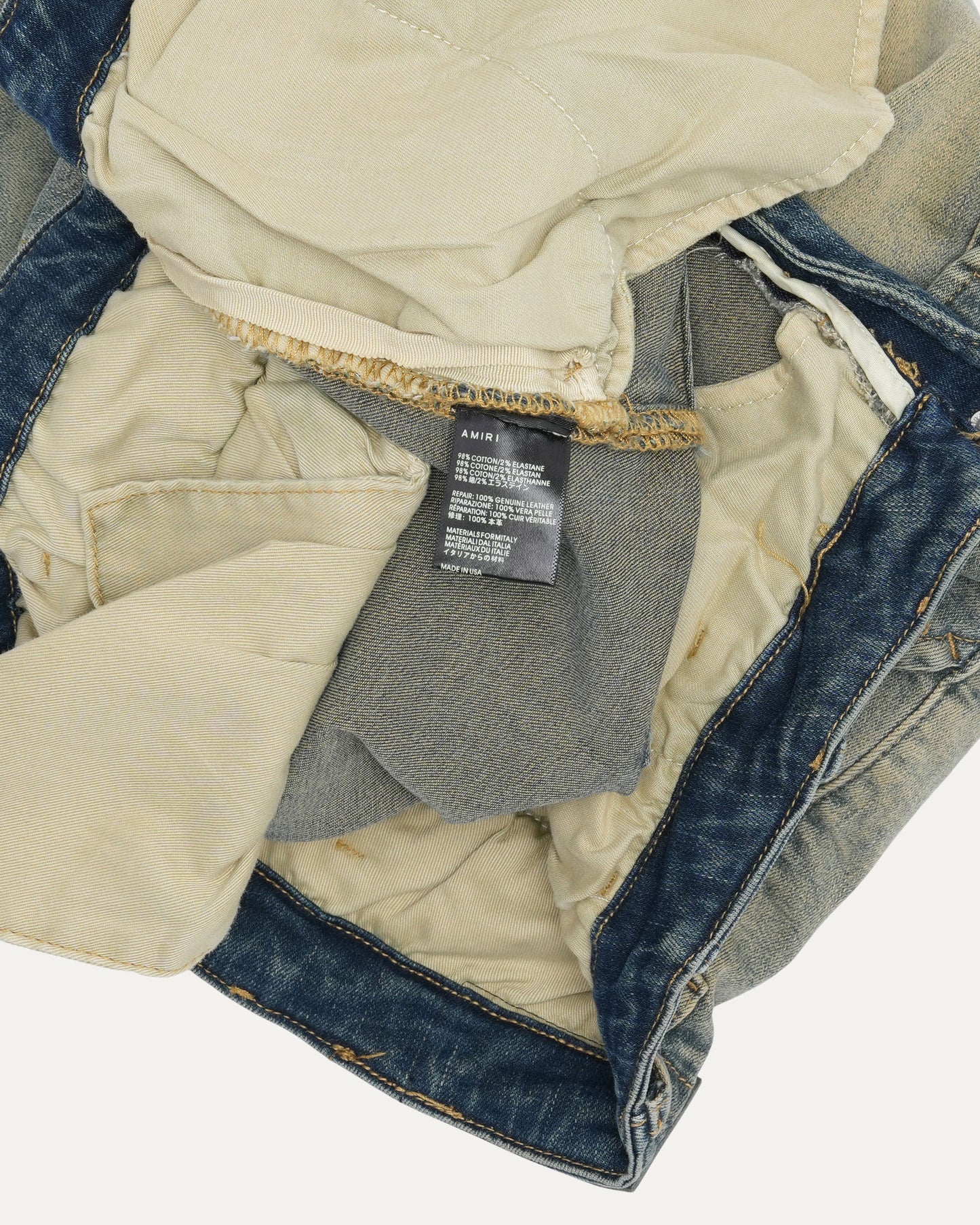 Leather Repair Cargo Jeans