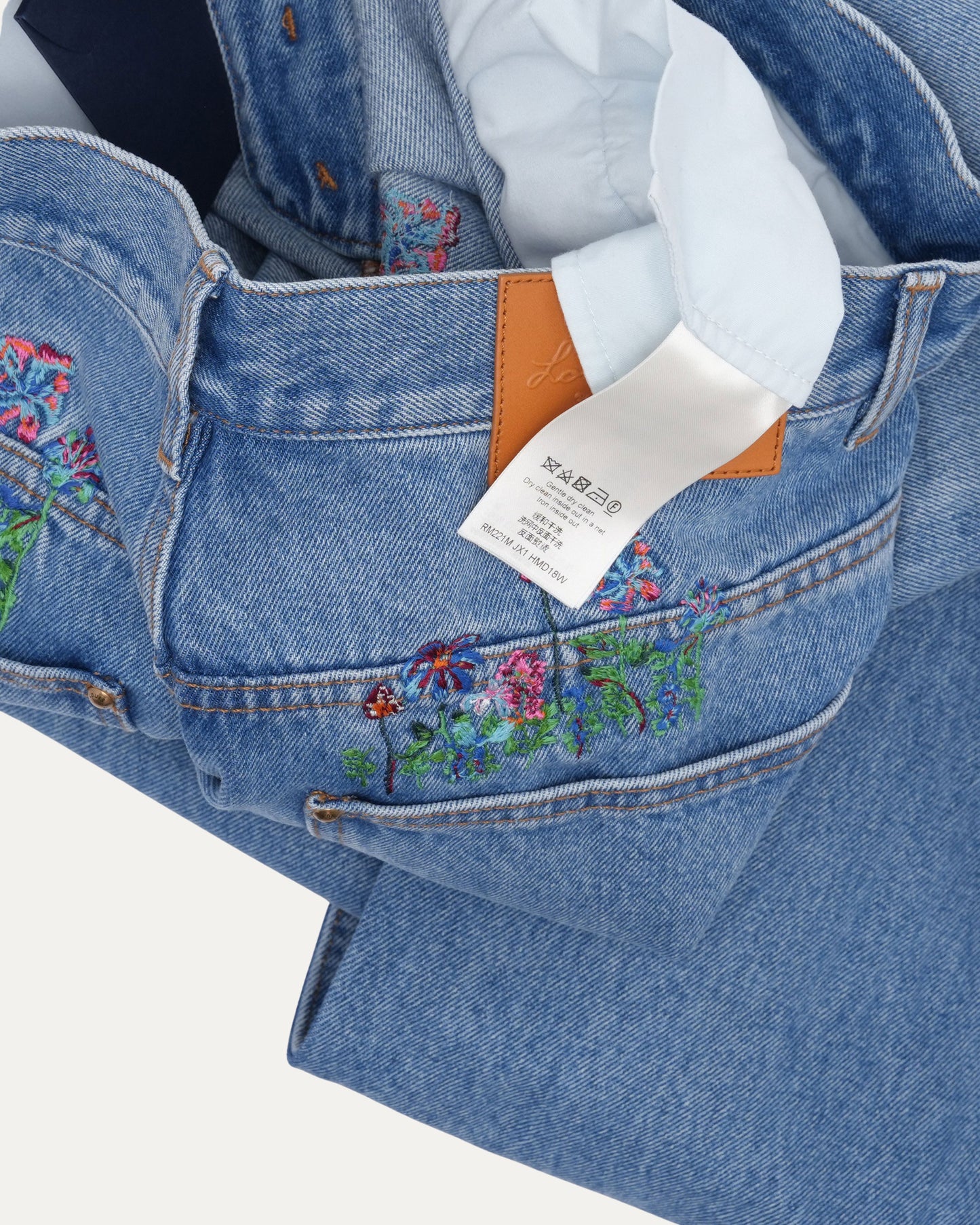 Floral Embroidered Double Knee Jeans